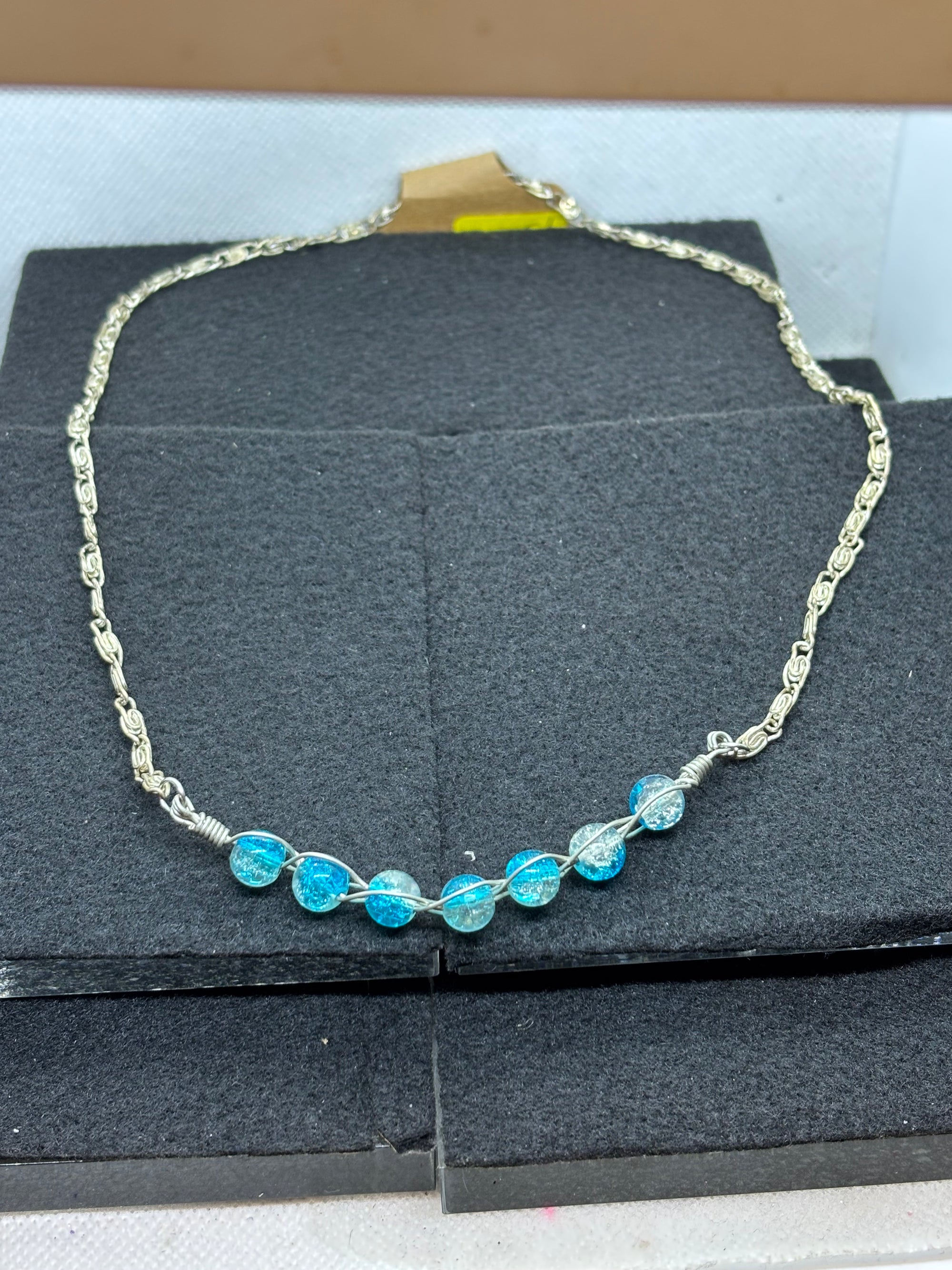 Blue Woven beaded necklace