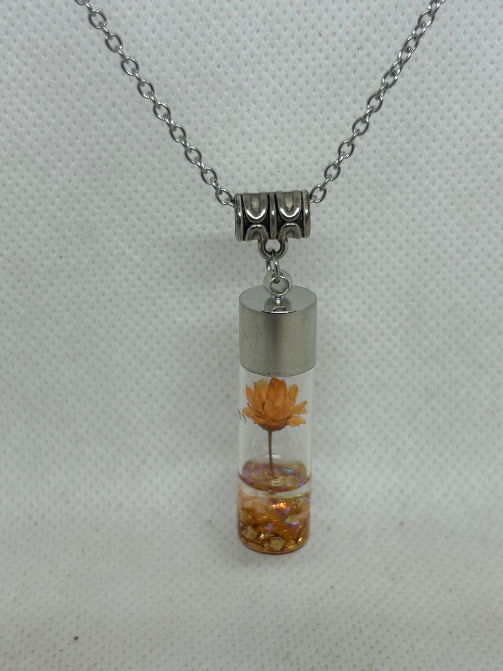 Incased Orange Flower Necklace