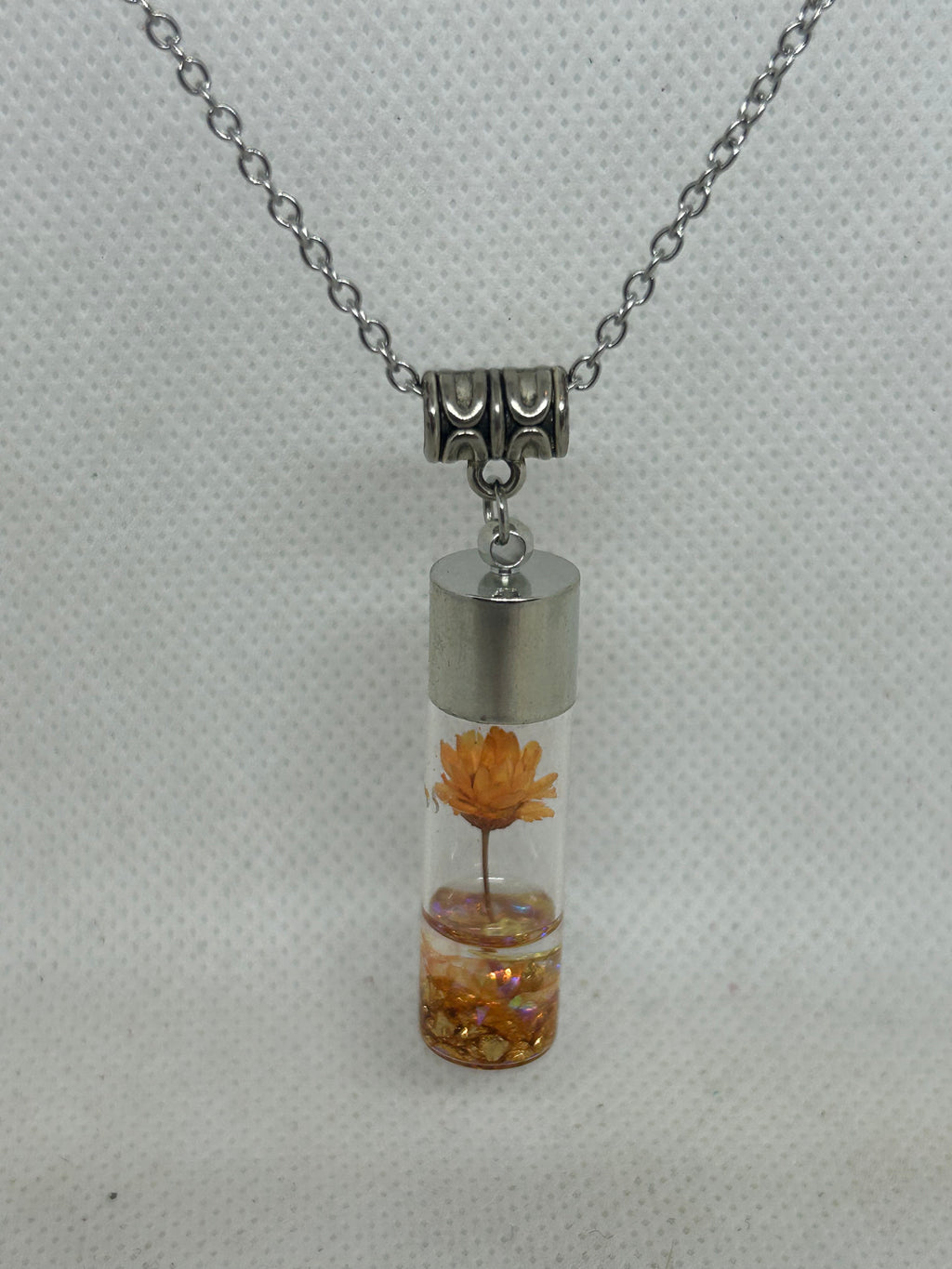 Incased Orange Flower Necklace