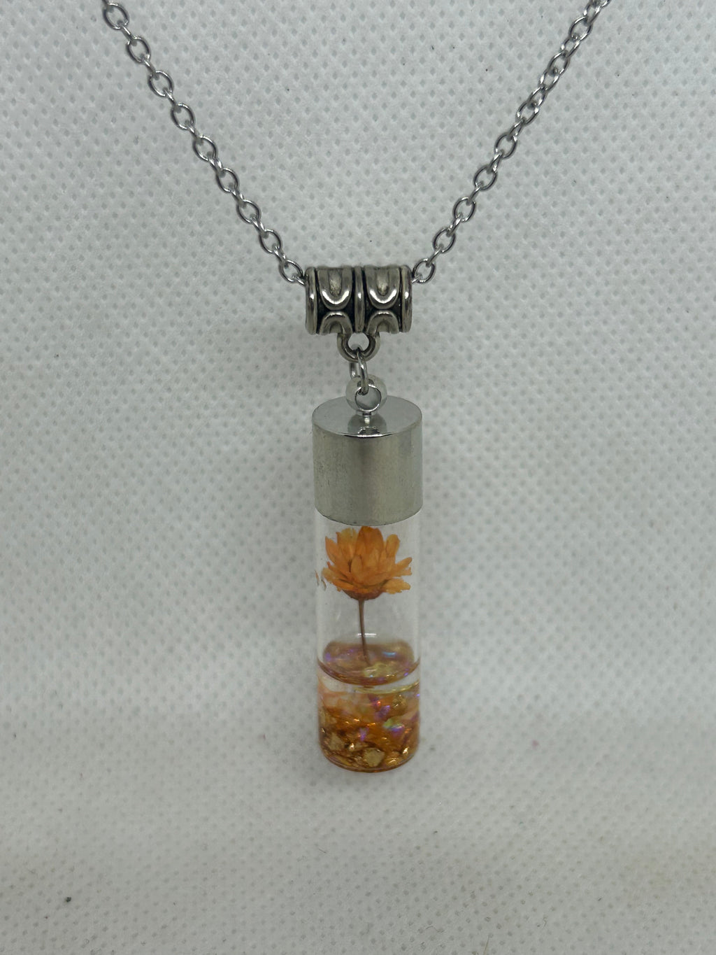 Incased Orange Flower Necklace
