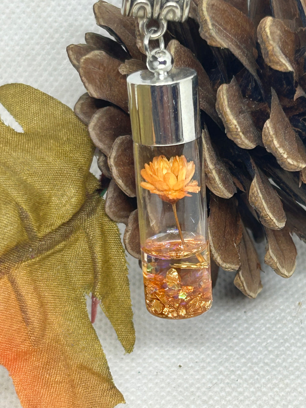 Incased Orange Flower Necklace