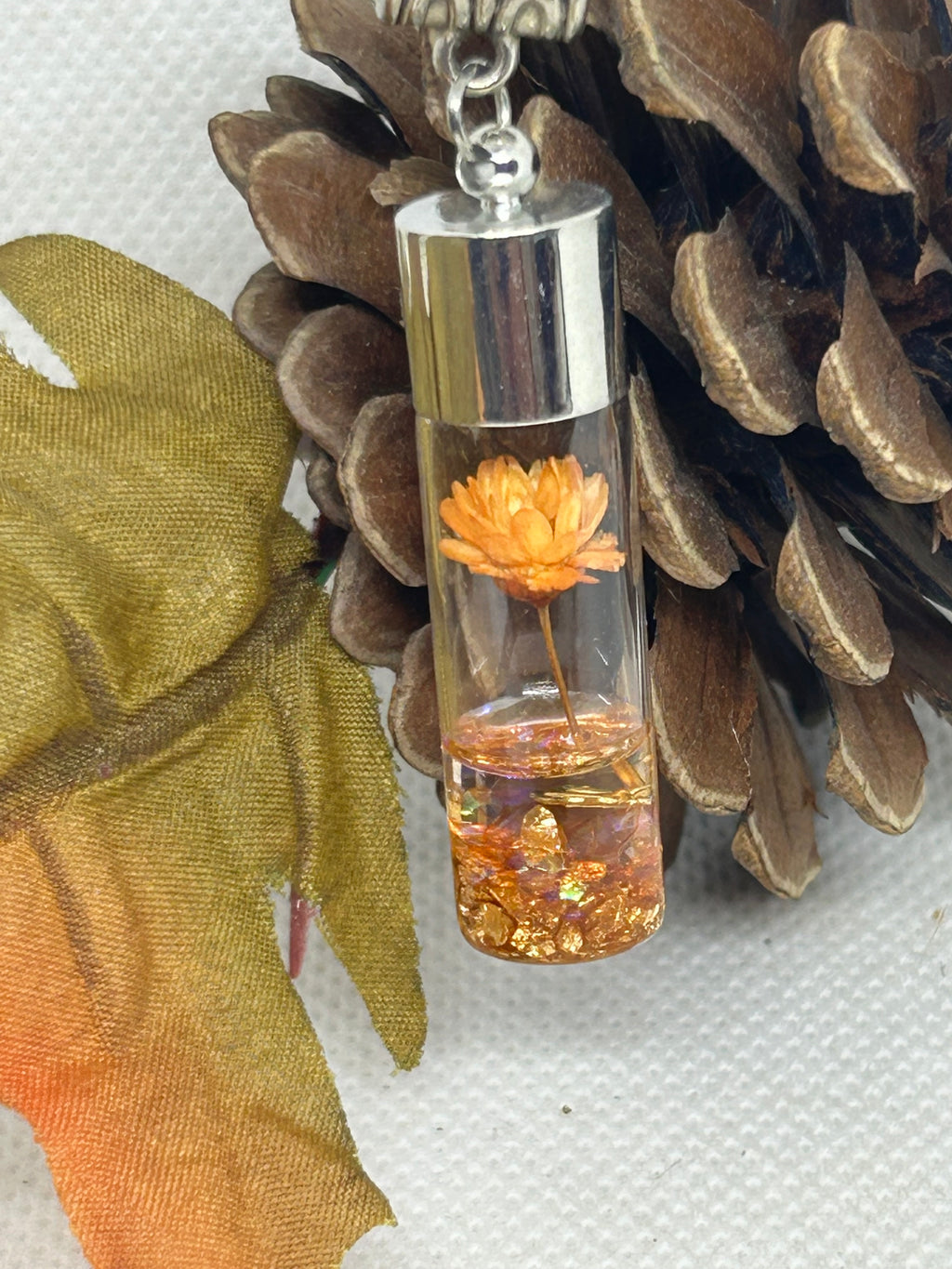 Incased Orange Flower Necklace