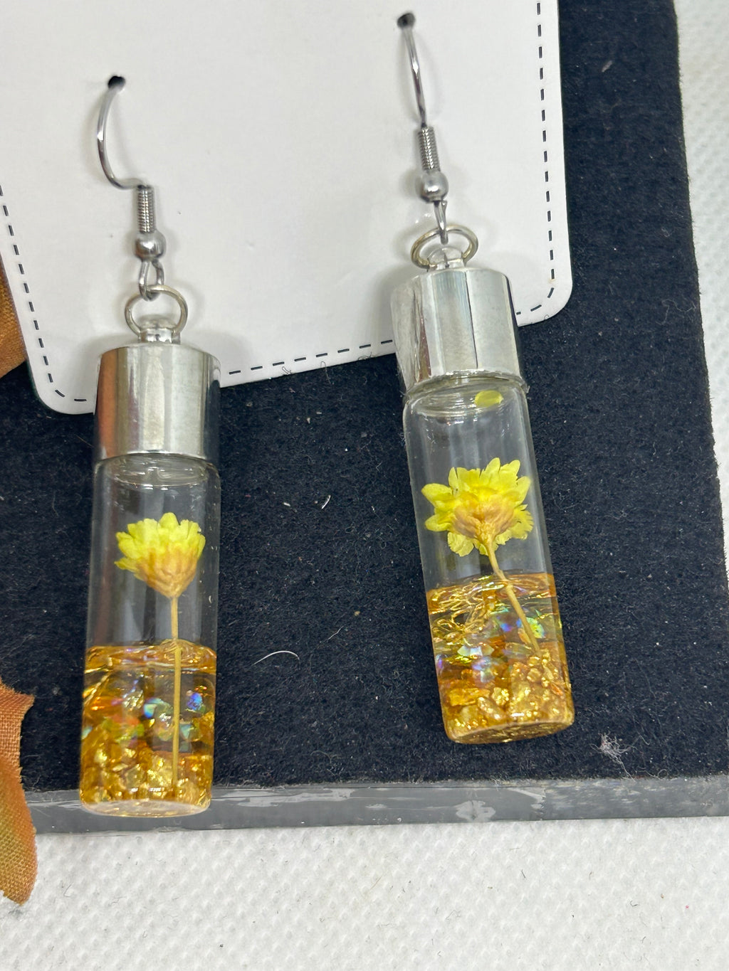 Incased Yellow Flower Earrings