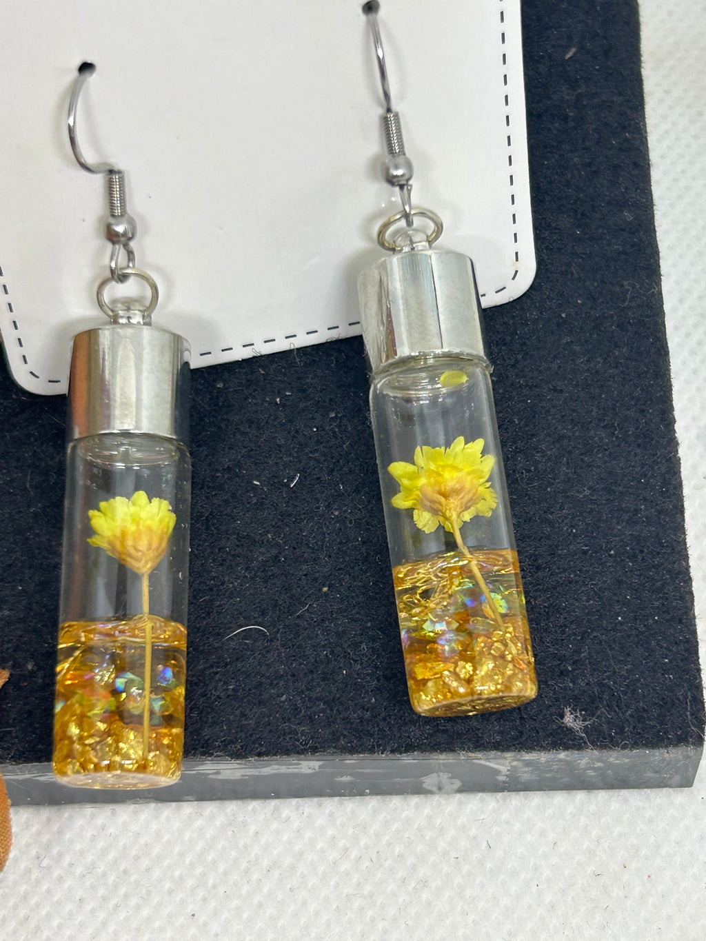 Incased Yellow Flower Earrings