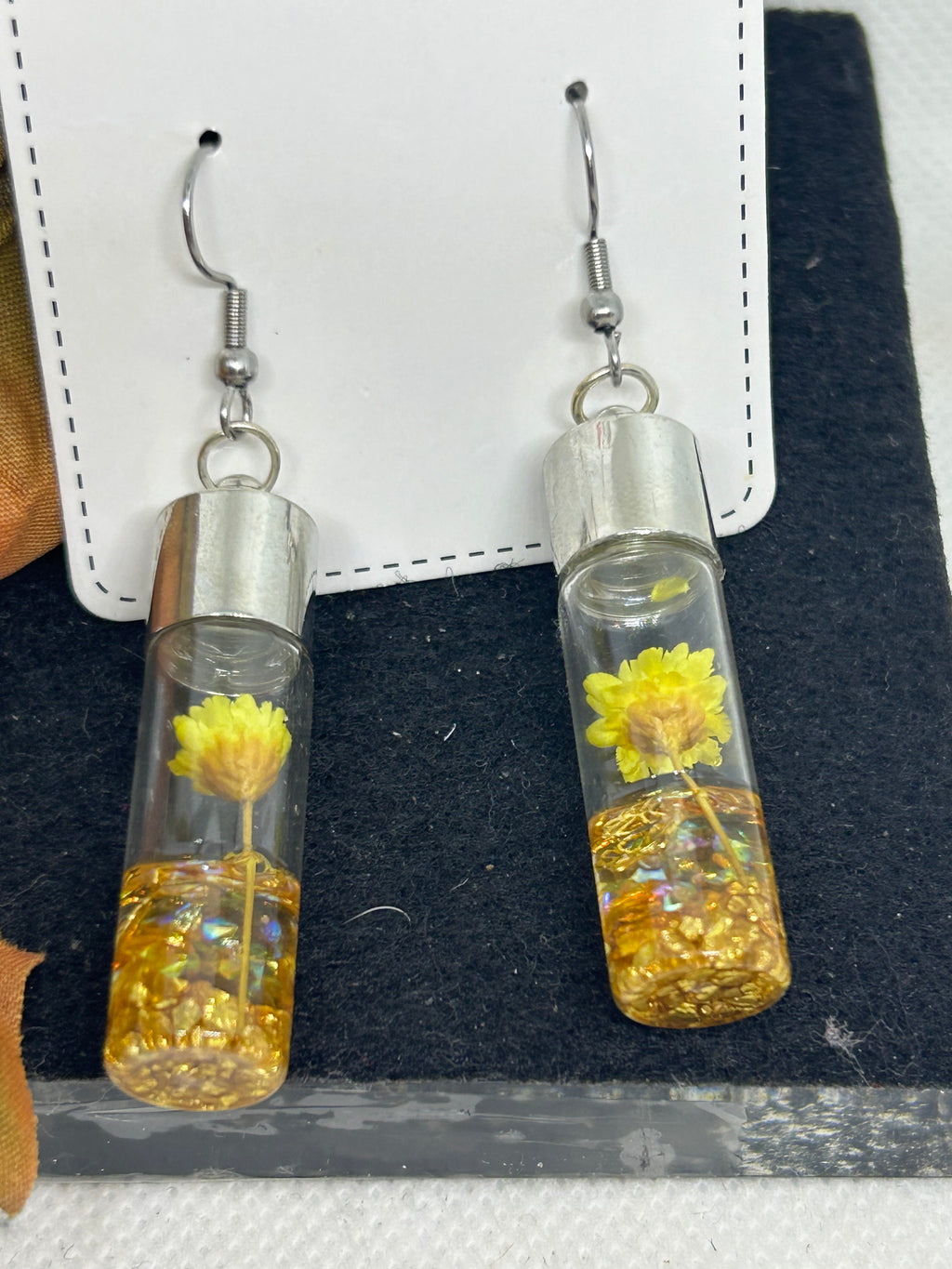 Incased Yellow Flower Earrings