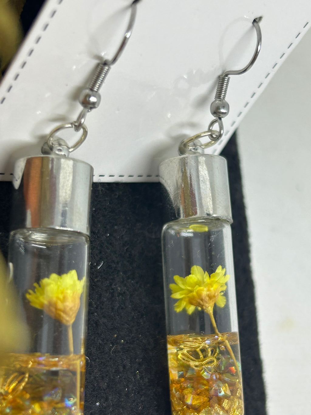 Incased Yellow Flower Earrings