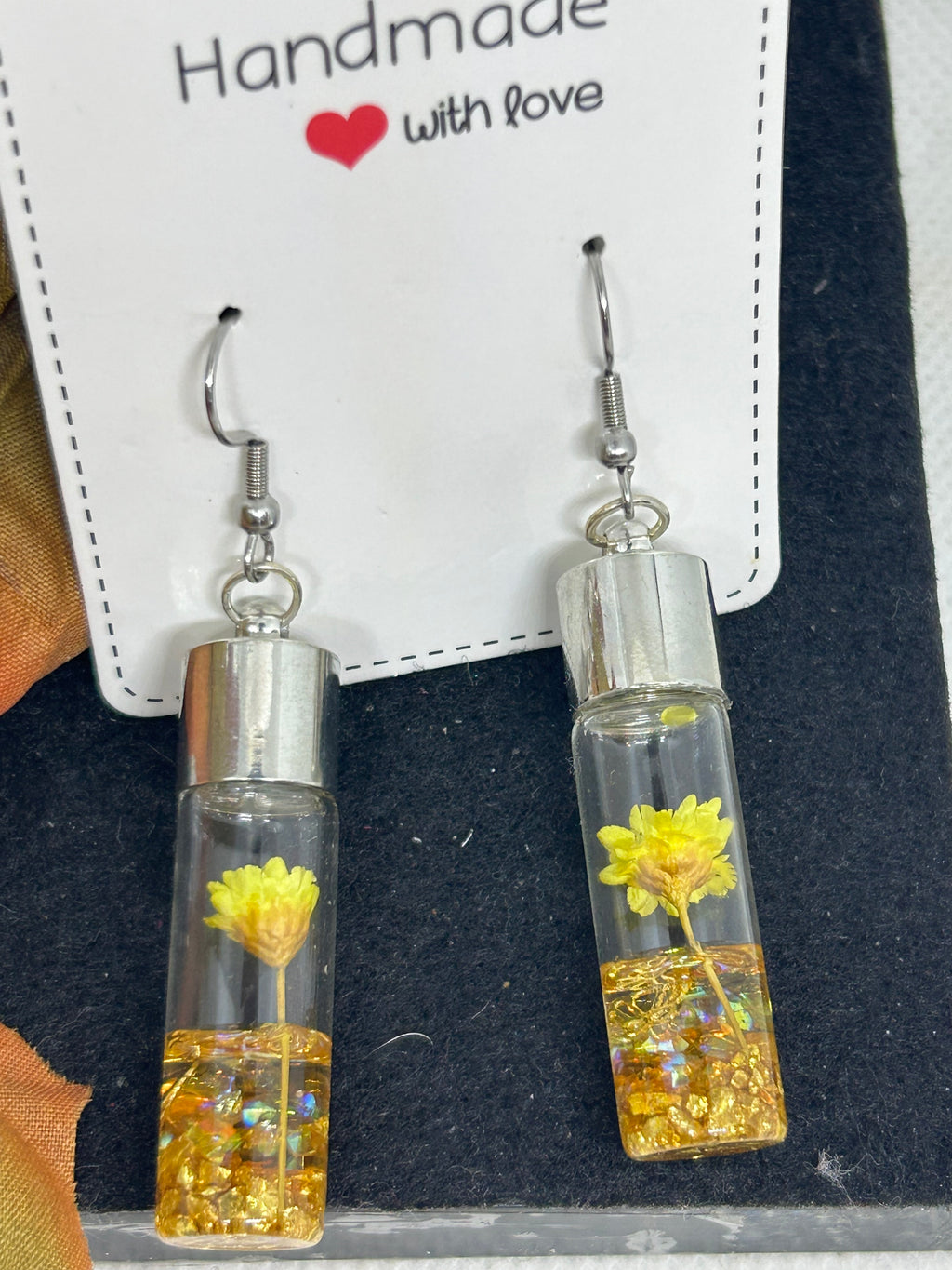 Incased Yellow Flower Earrings