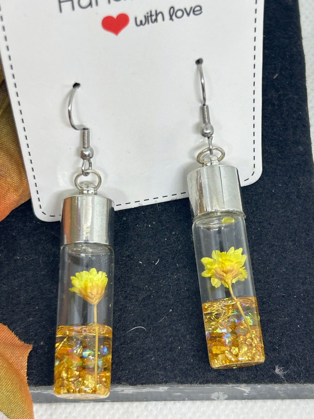 Incased Yellow Flower Earrings