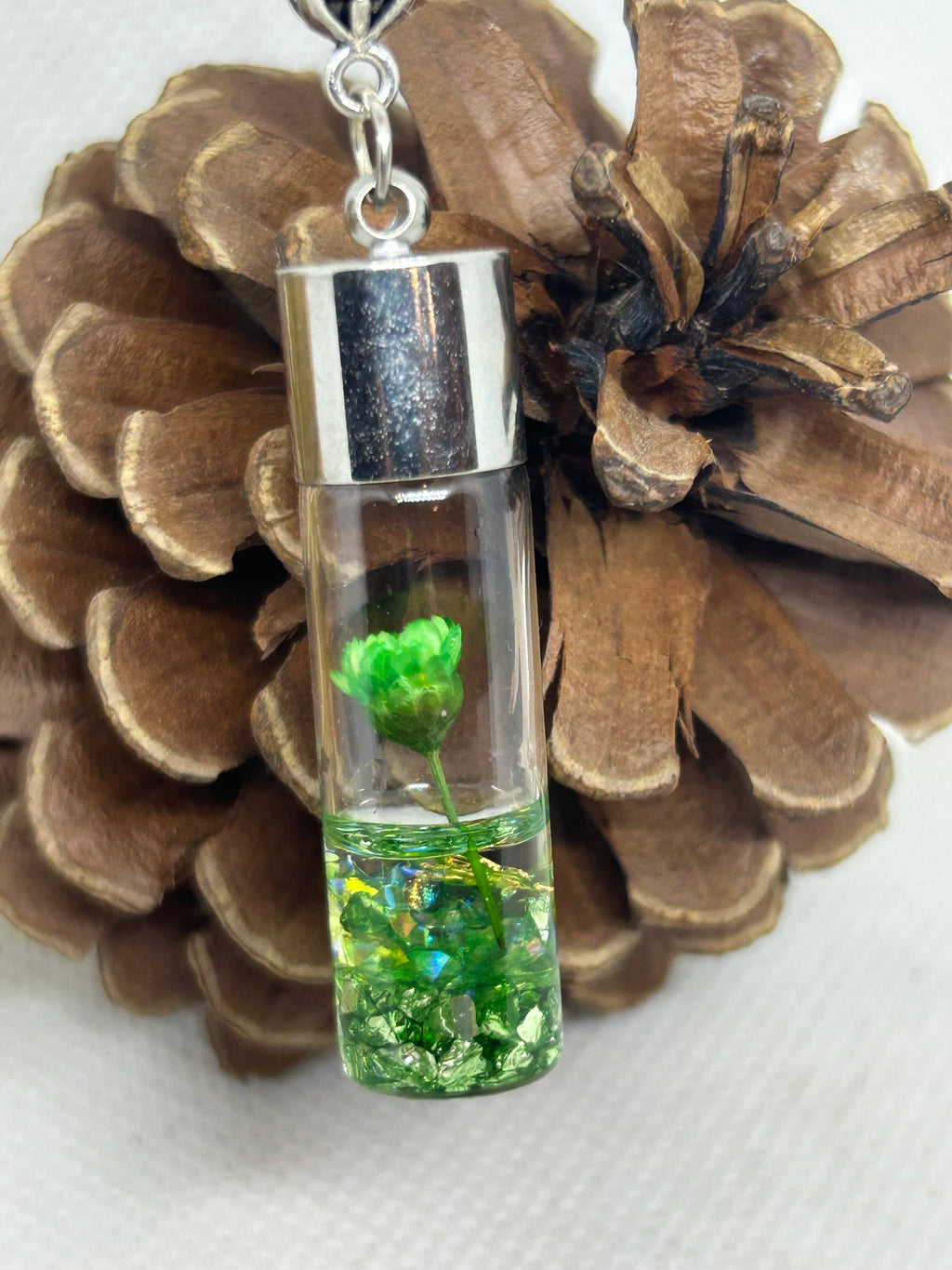 Incased Green Flower Necklace
