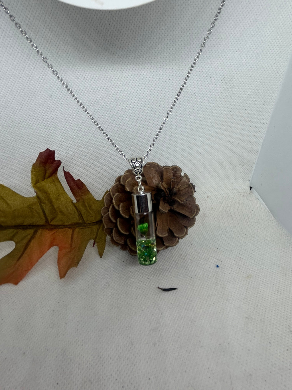Incased Green Flower Necklace