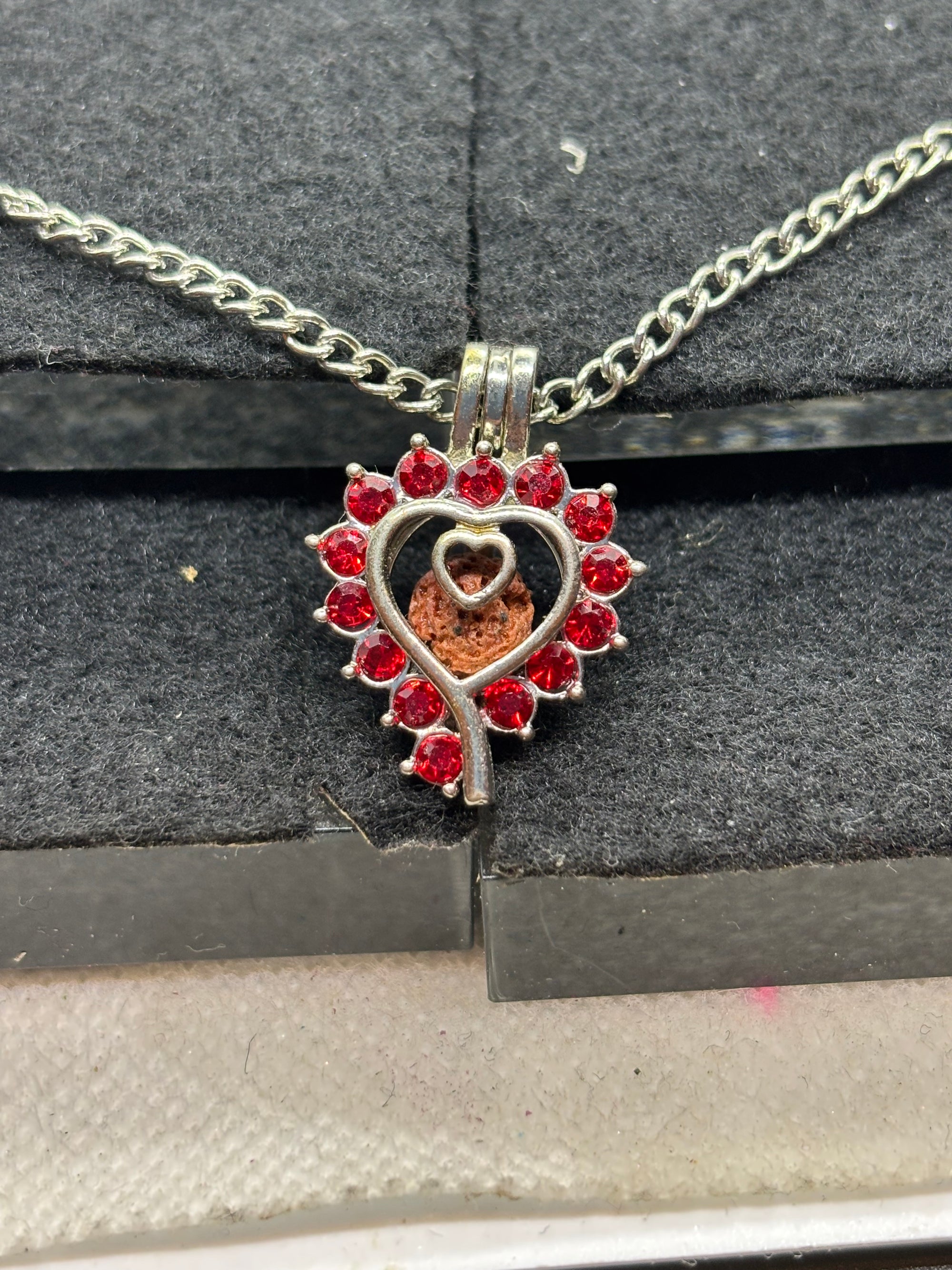 Red Rhinestone cage Necklace