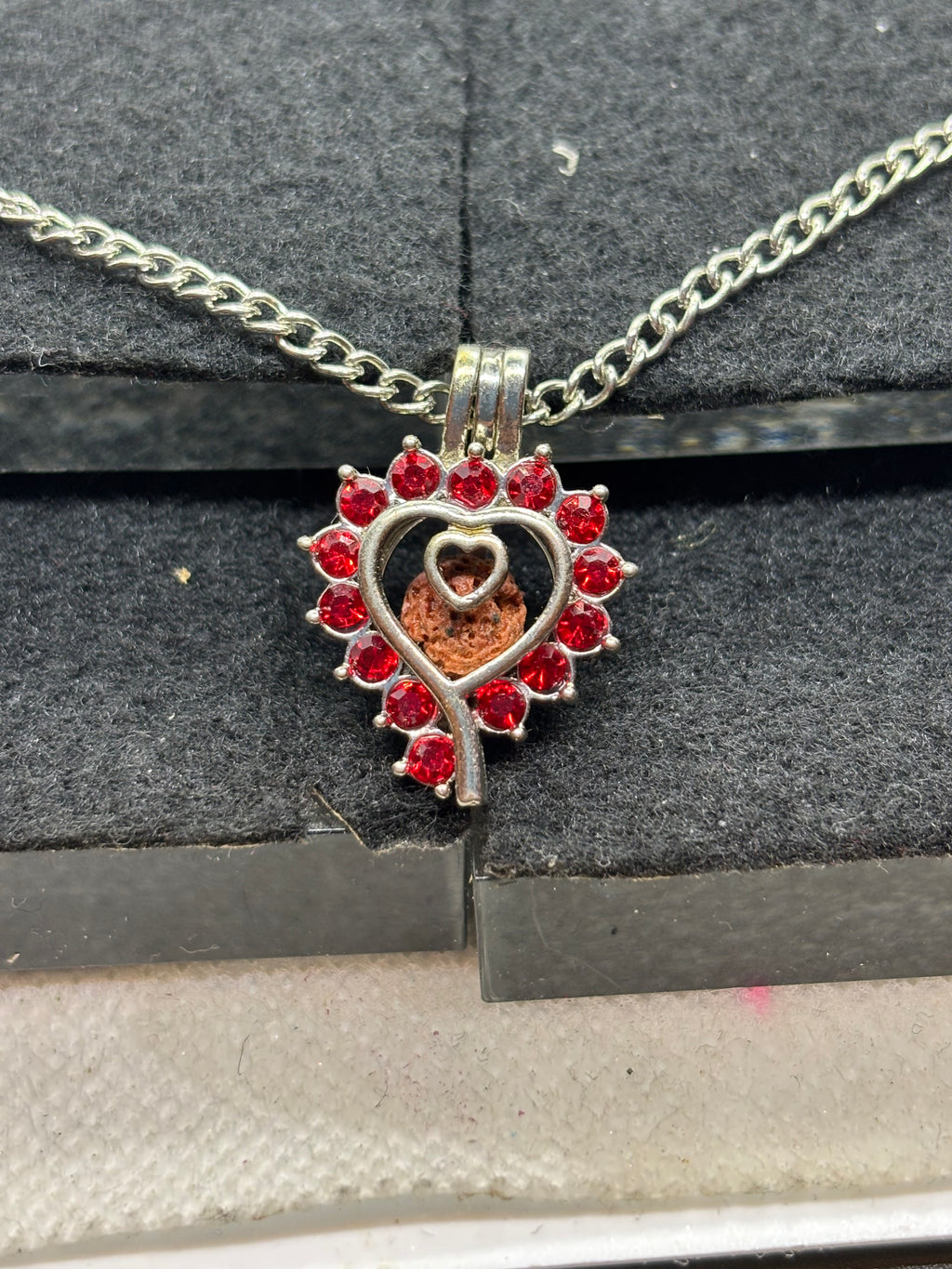 Red Rhinestone cage Necklace