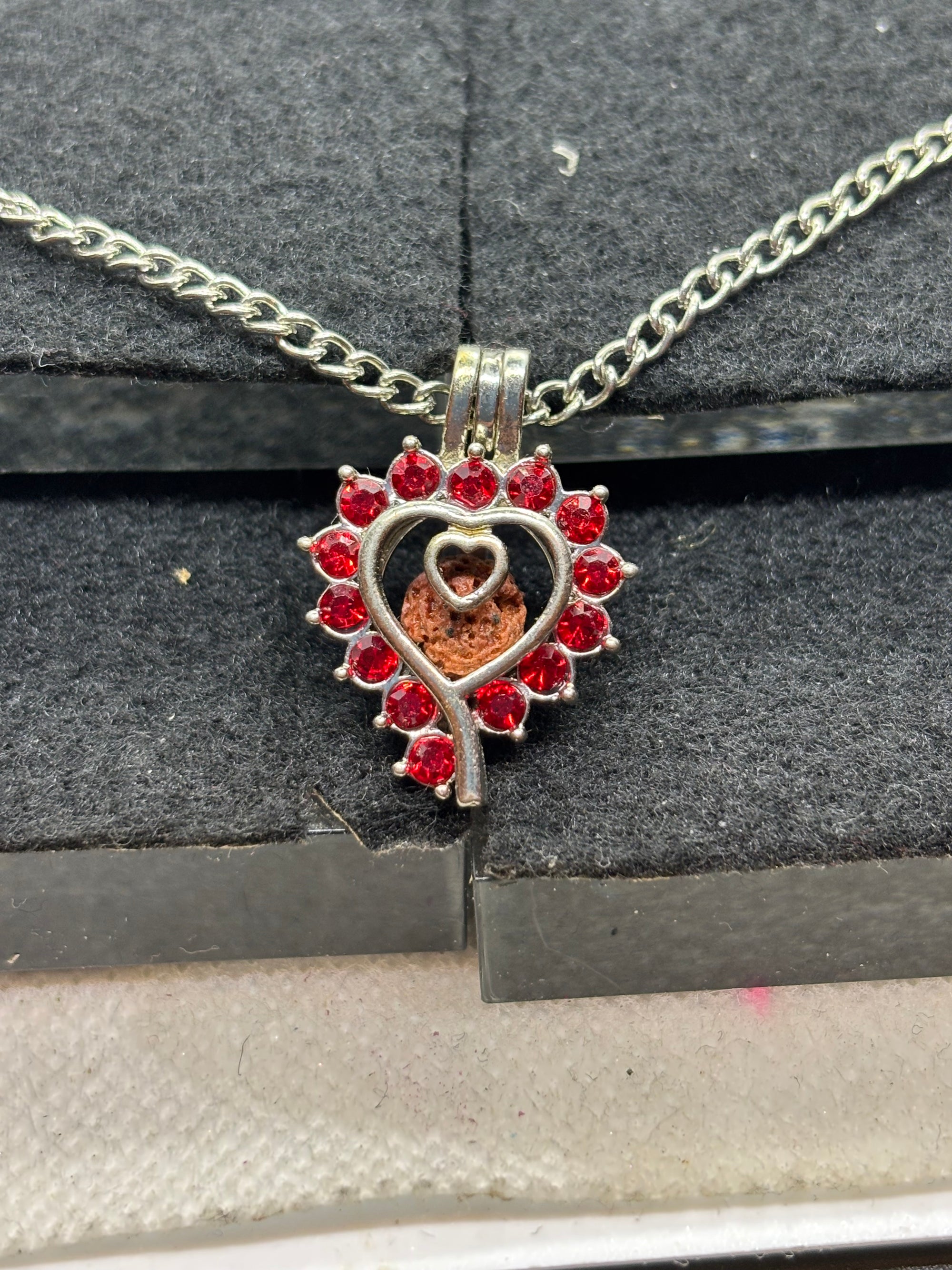 Red Rhinestone cage Necklace