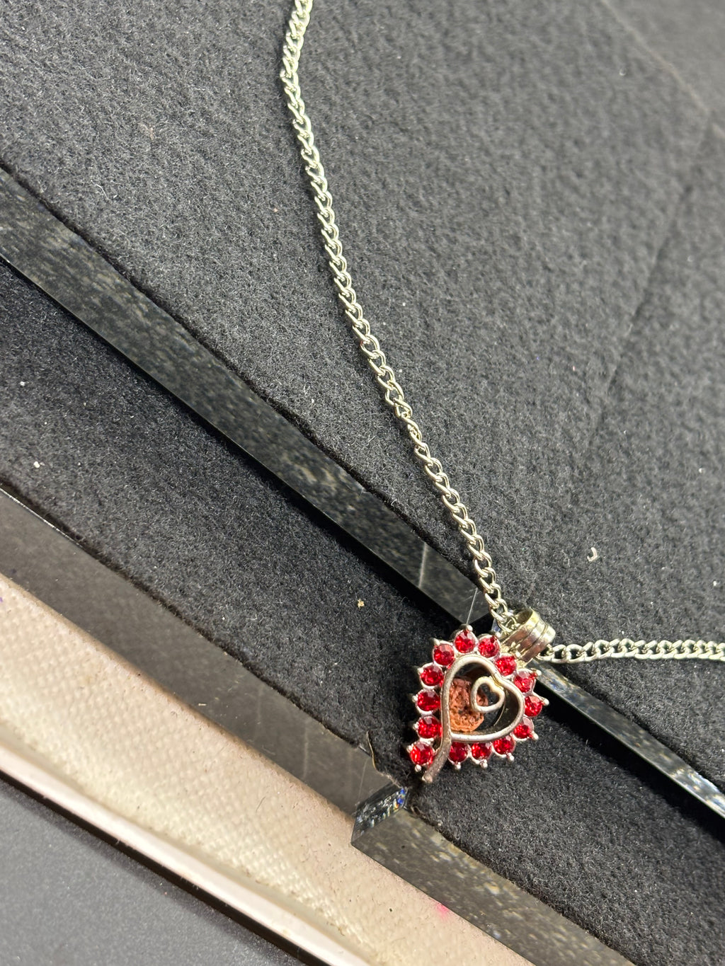 Red Rhinestone cage Necklace