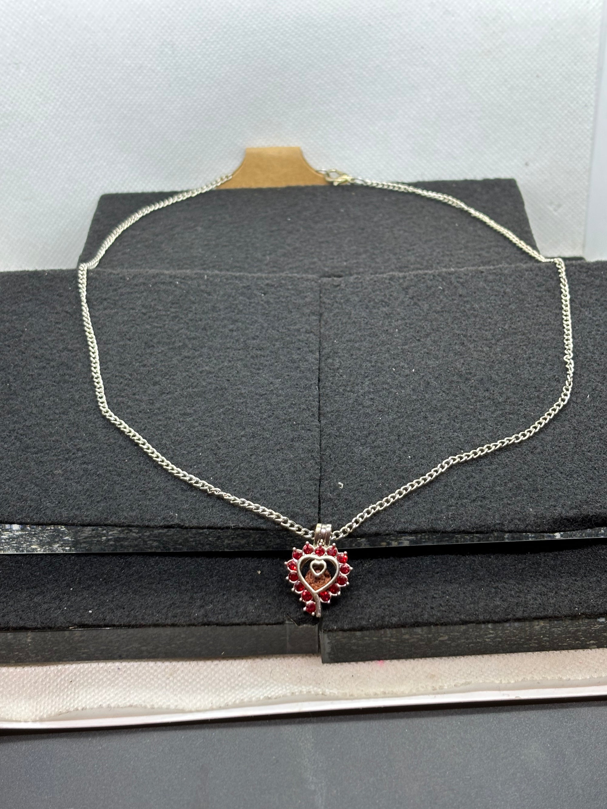 Red Rhinestone cage Necklace