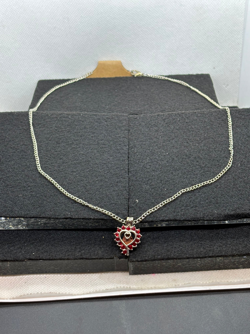 Red Rhinestone cage Necklace