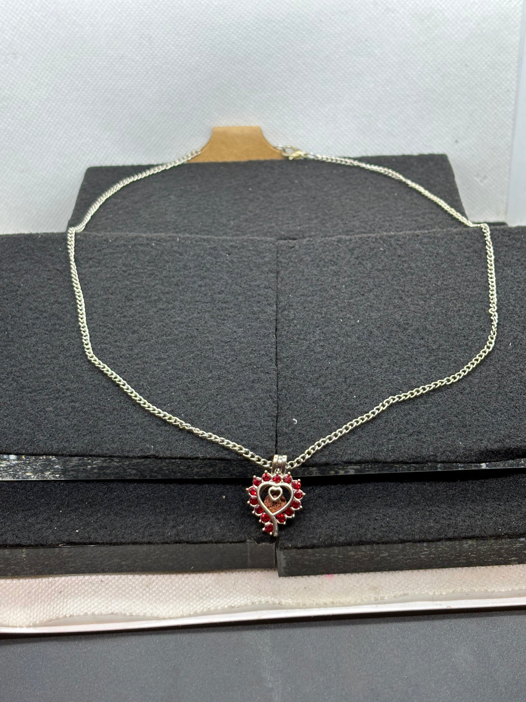 Red Rhinestone cage Necklace