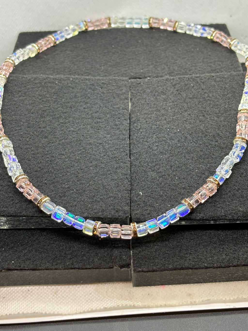 Pink and Glass Beaded Necklace