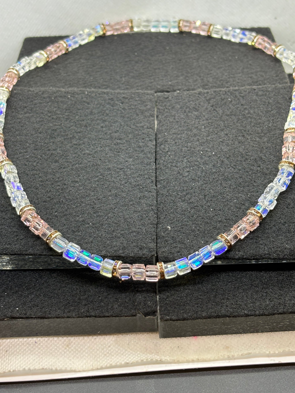 Pink and Glass Beaded Necklace