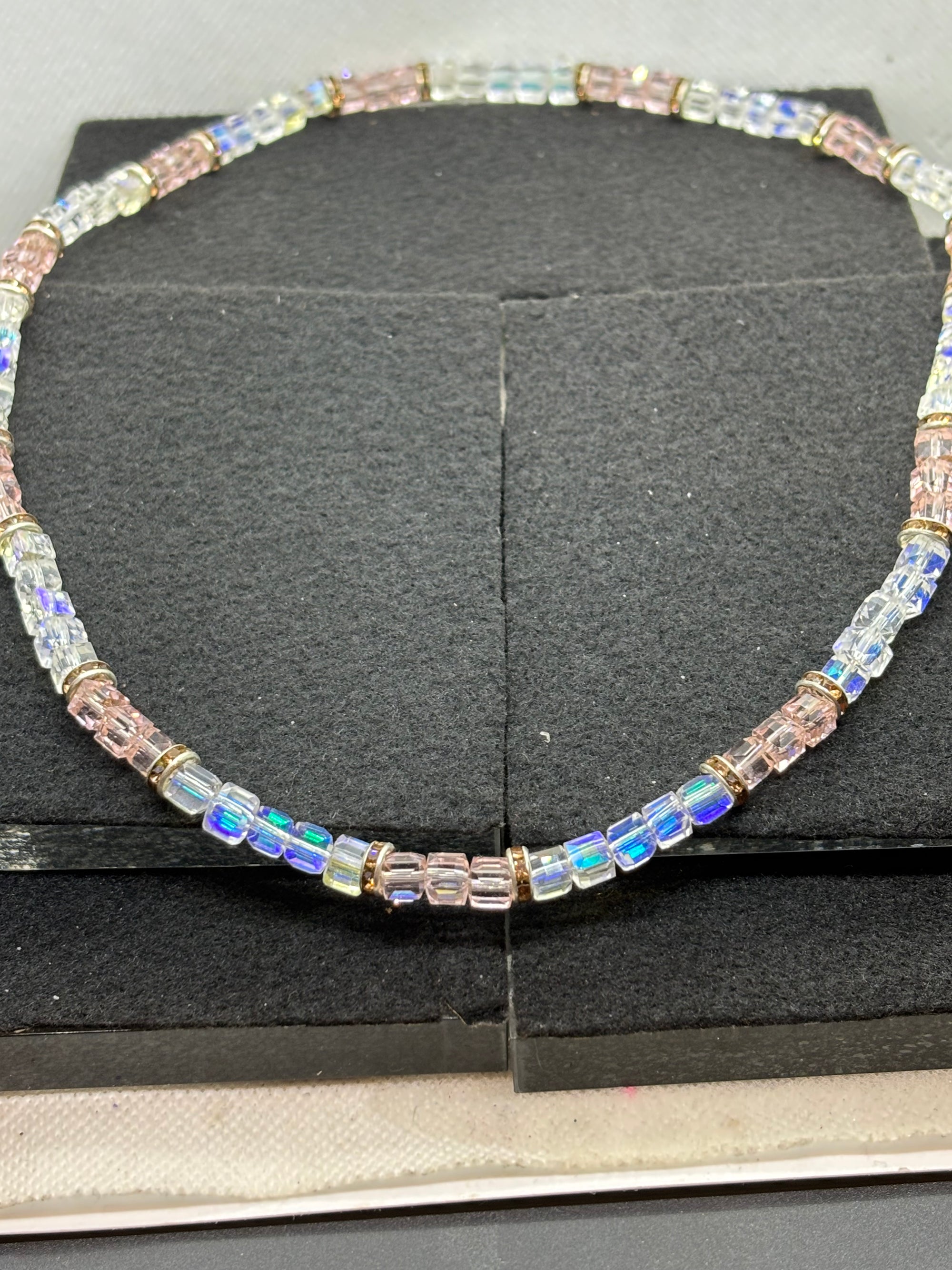 Pink and Glass Beaded Necklace