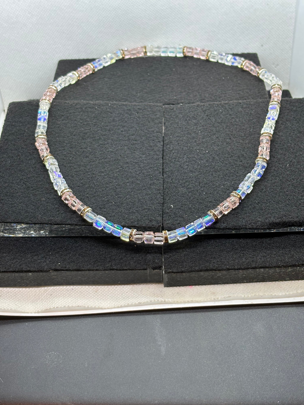 Pink and Glass Beaded Necklace