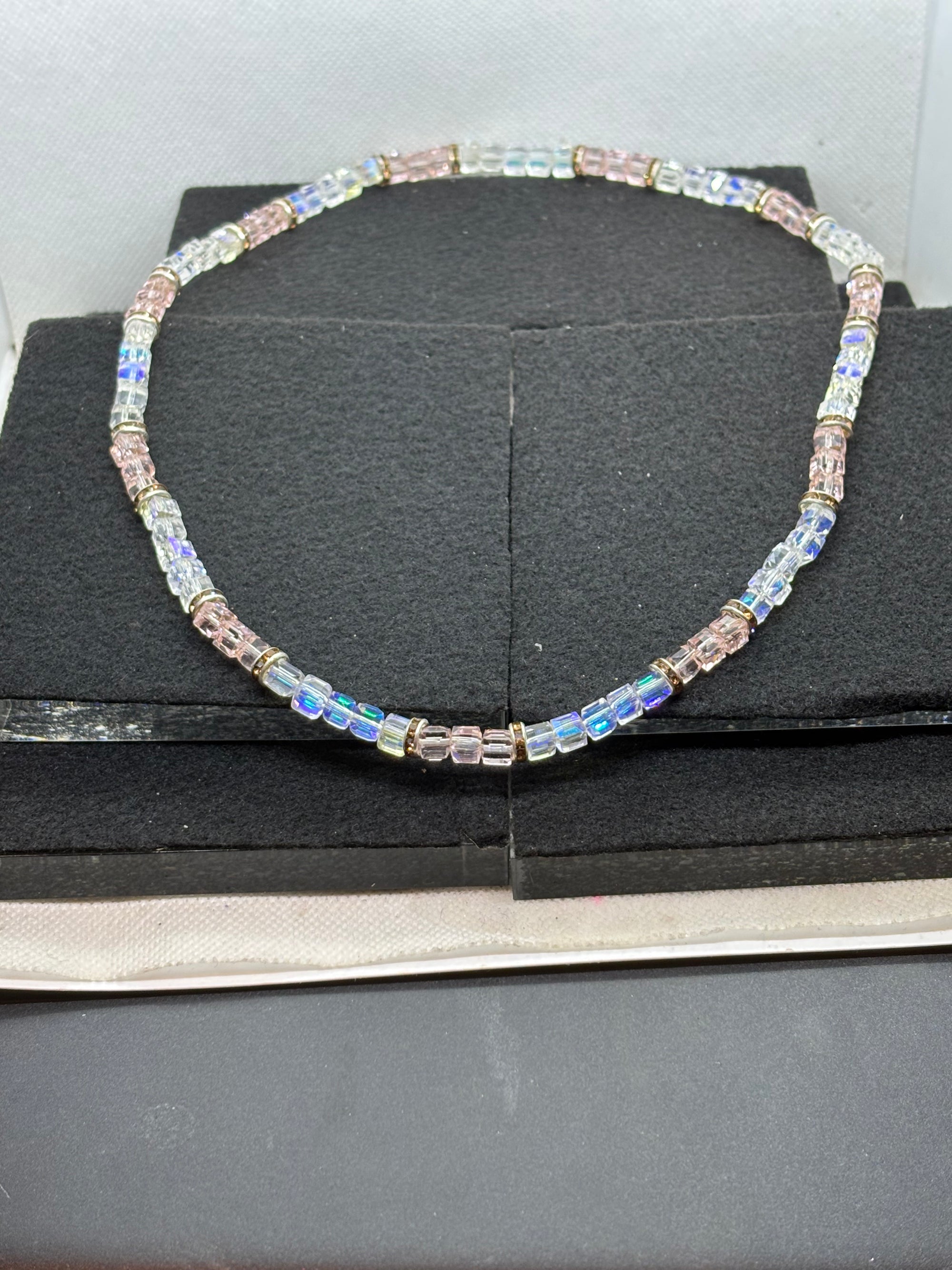 Pink and Glass Beaded Necklace