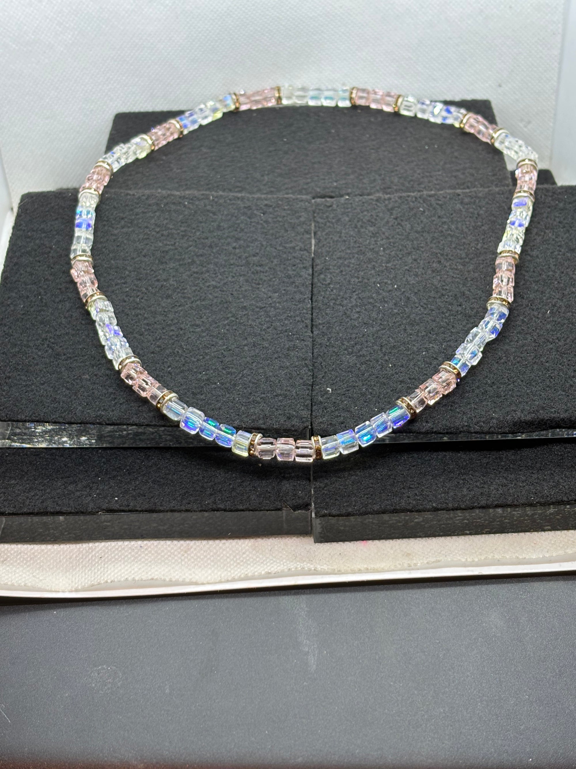 Pink and Glass Beaded Necklace