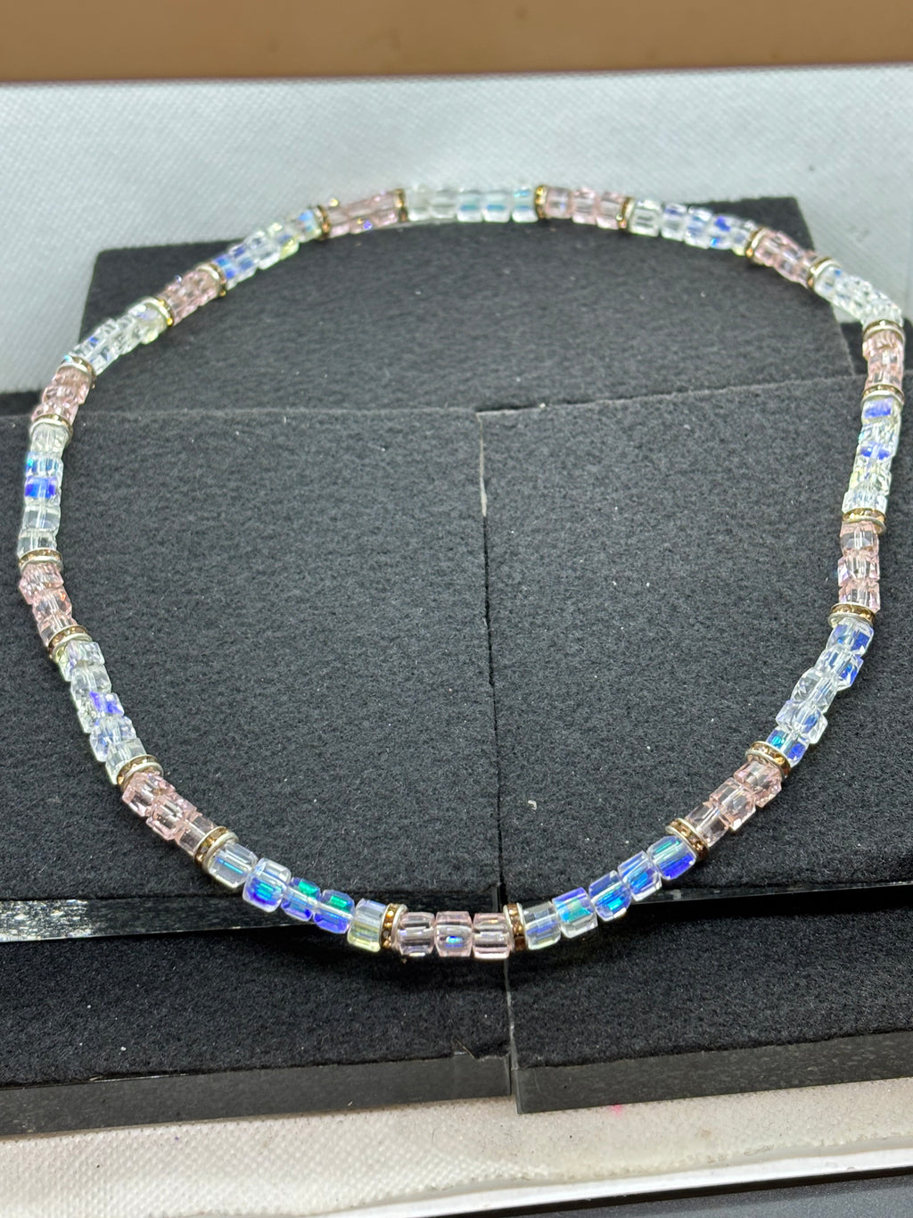 Pink and Glass Beaded Necklace