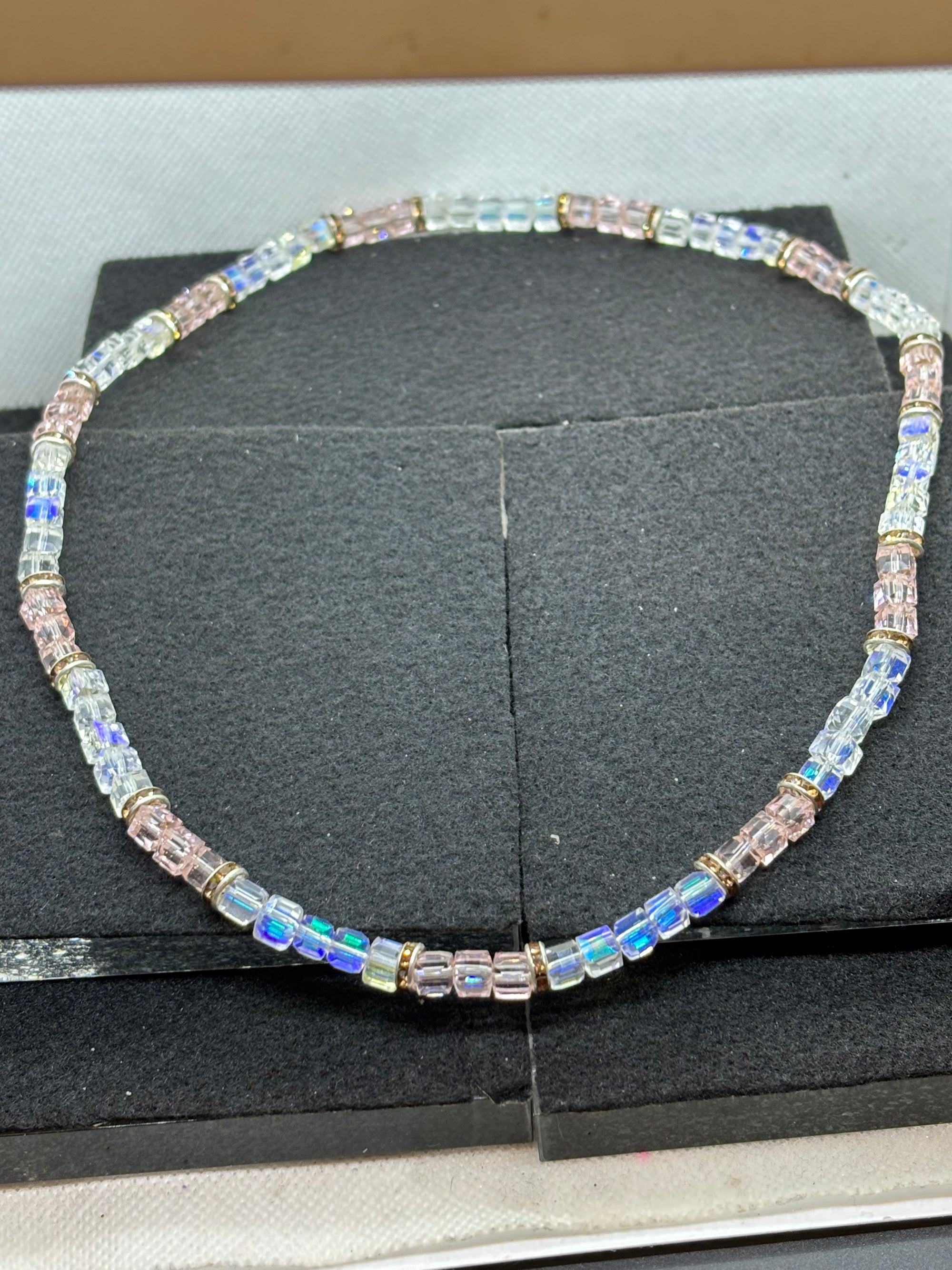 Pink and Glass Beaded Necklace