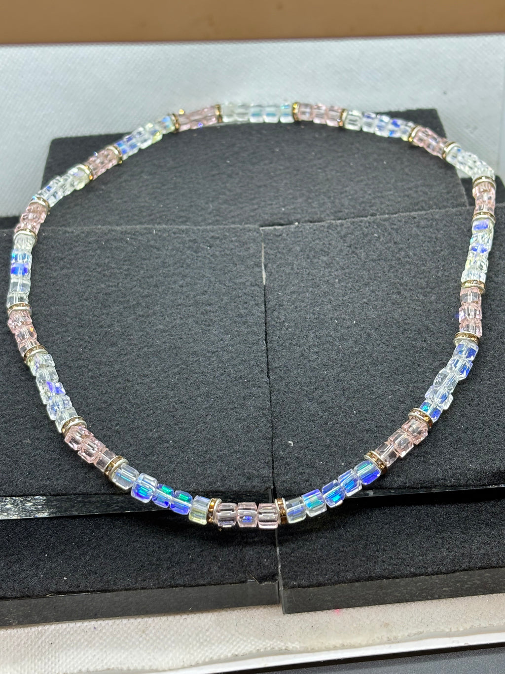 Pink and Glass Beaded Necklace