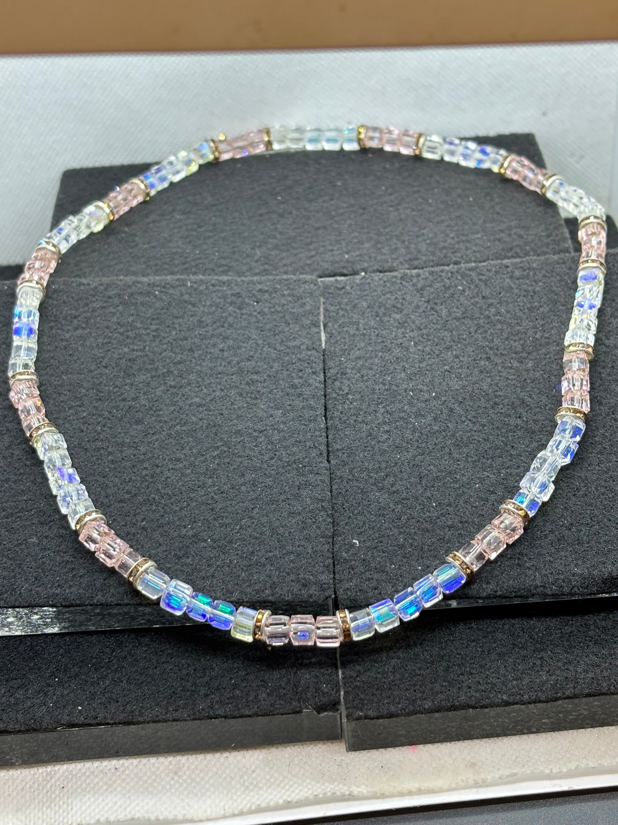 Pink and Glass Beaded Necklace