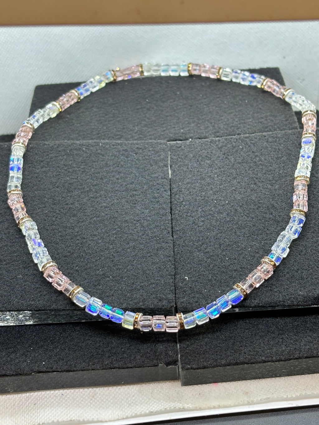 Pink and Glass Beaded Necklace