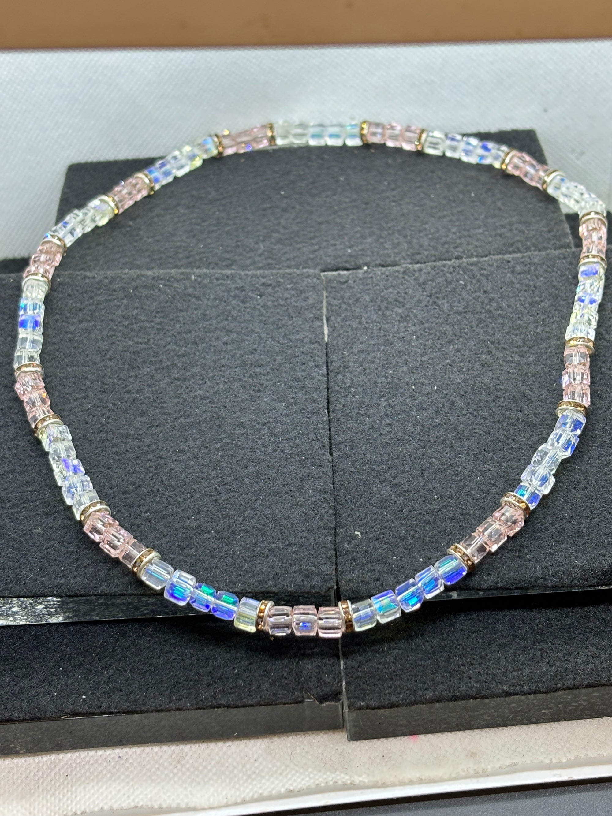 Pink and Glass Beaded Necklace