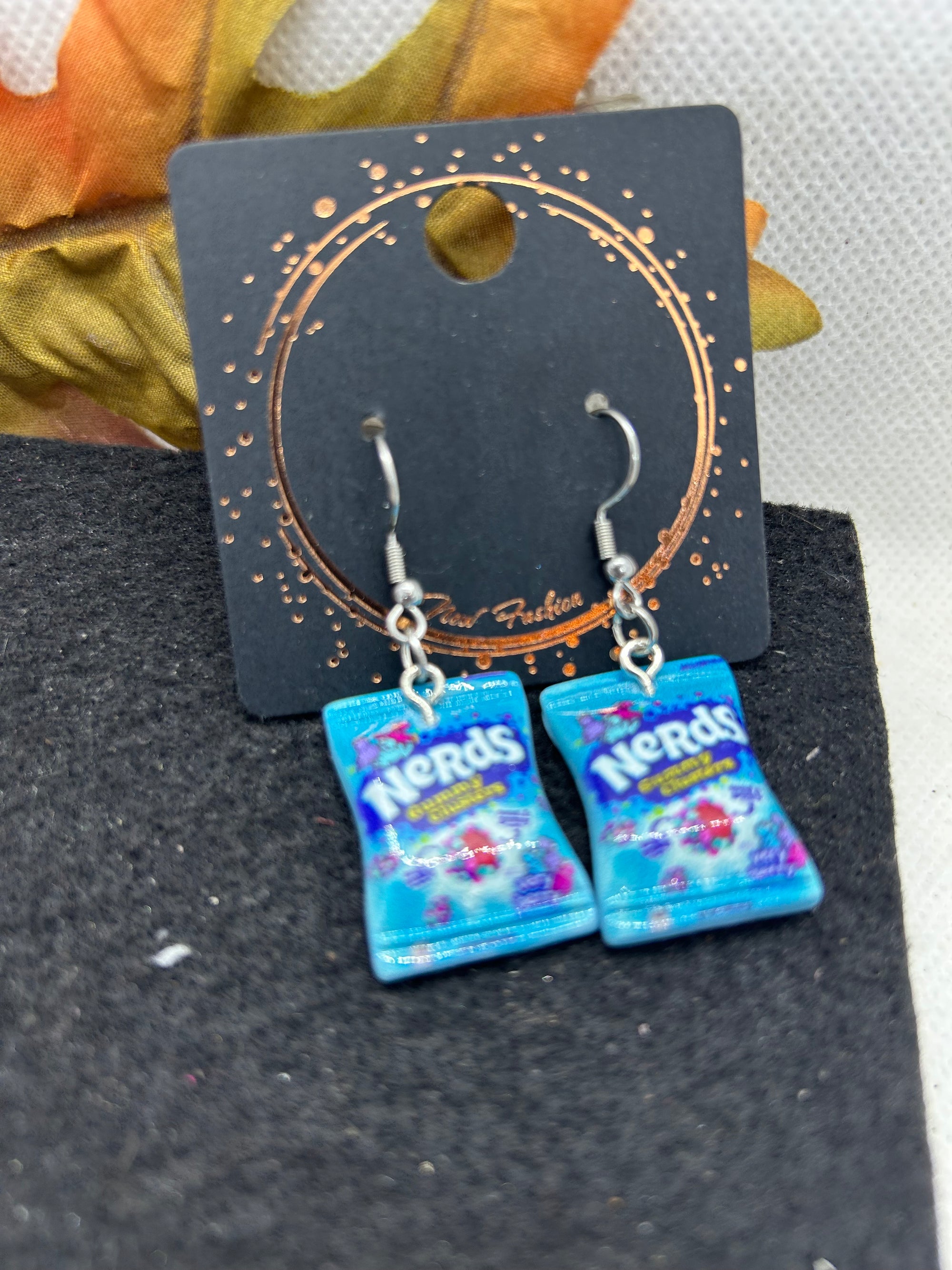 Blue Nerds Candy Earrings