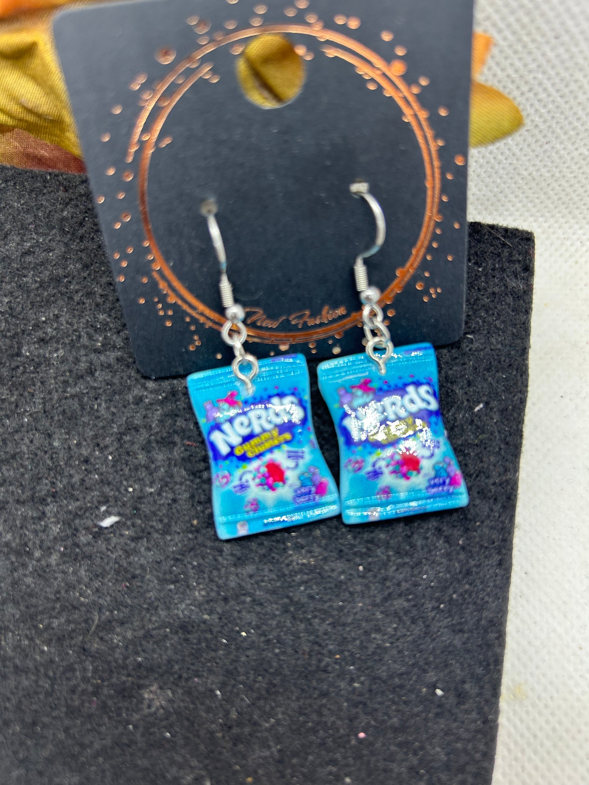 Blue Nerds Candy Earrings