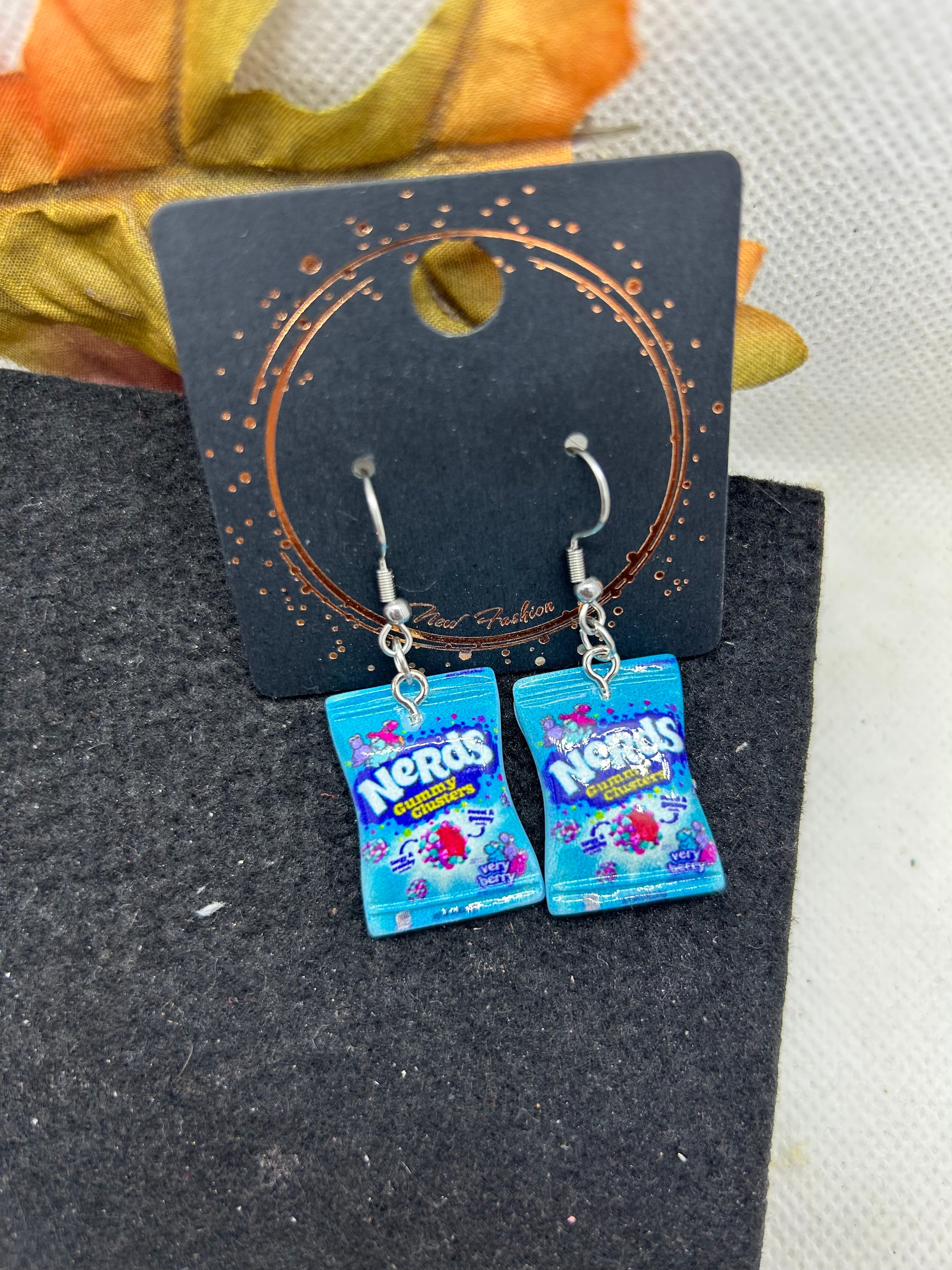 Blue Nerds Candy Earrings