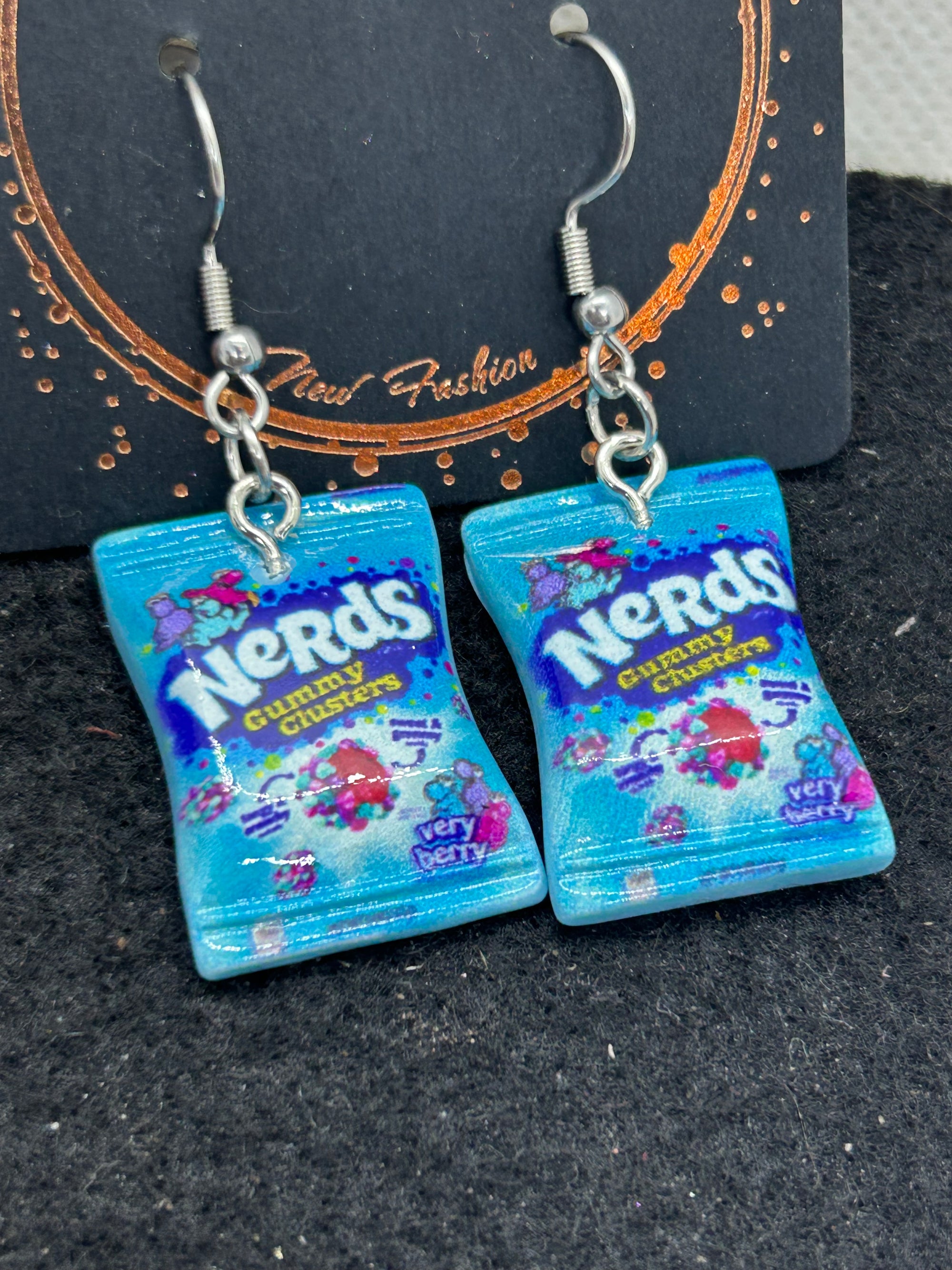 Blue Nerds Candy Earrings