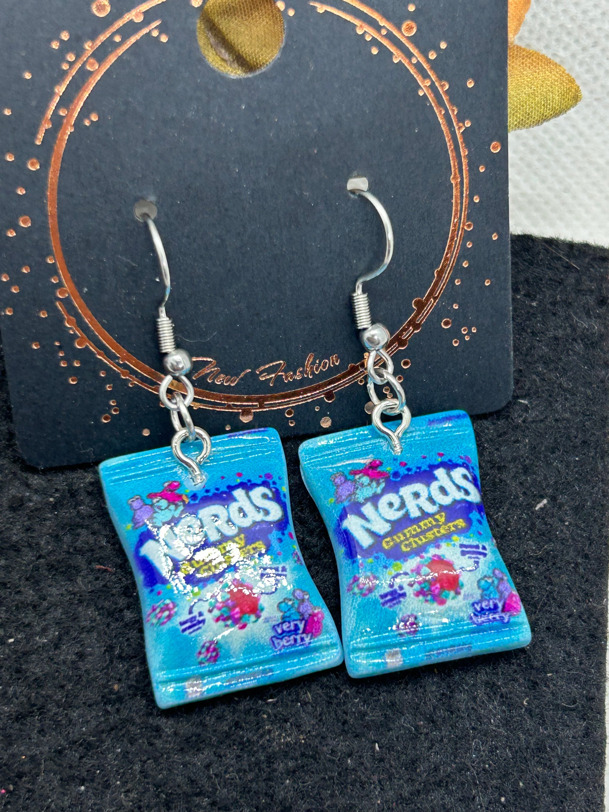 Blue Nerds Candy Earrings