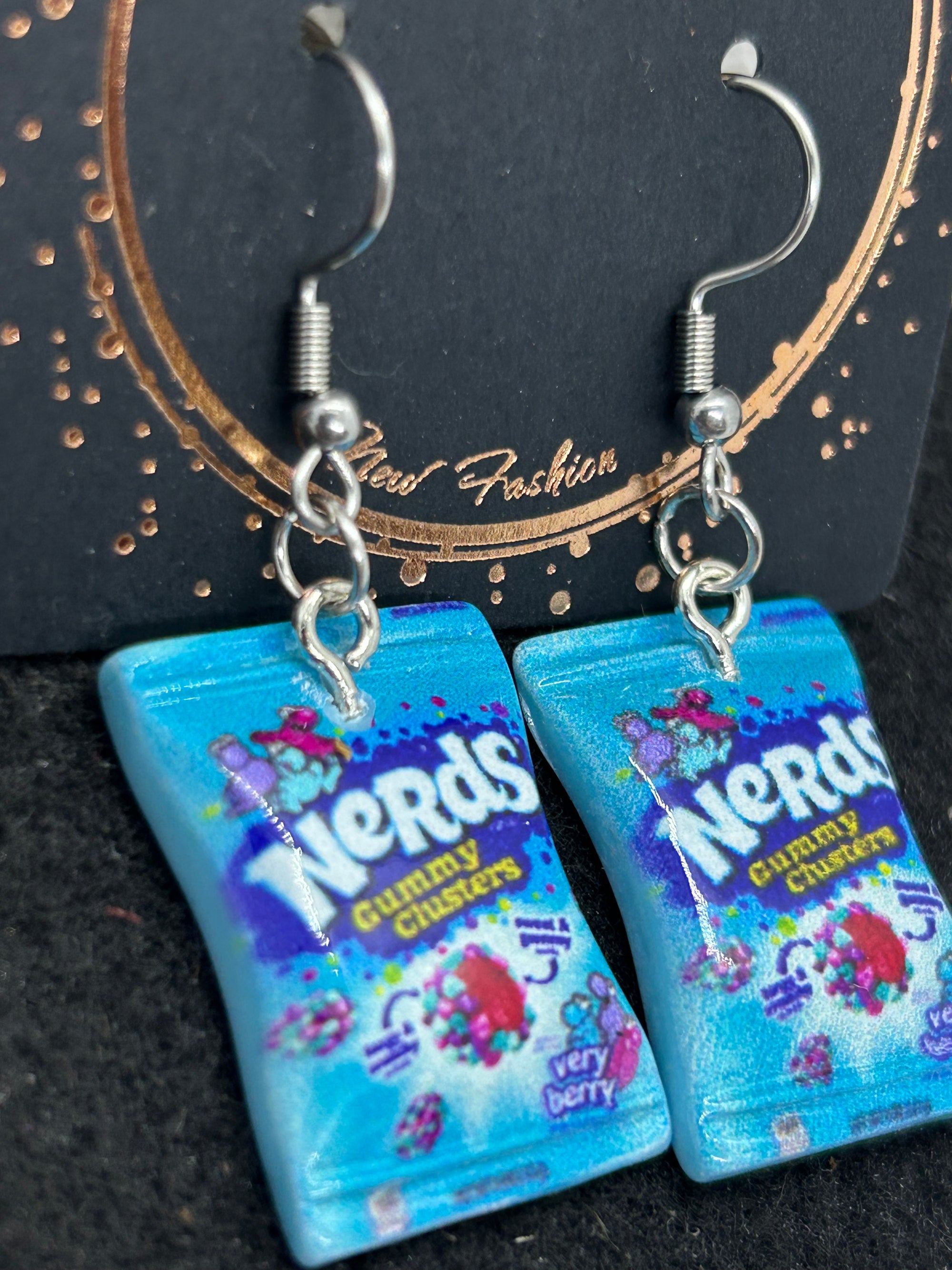 Blue Nerds Candy Earrings