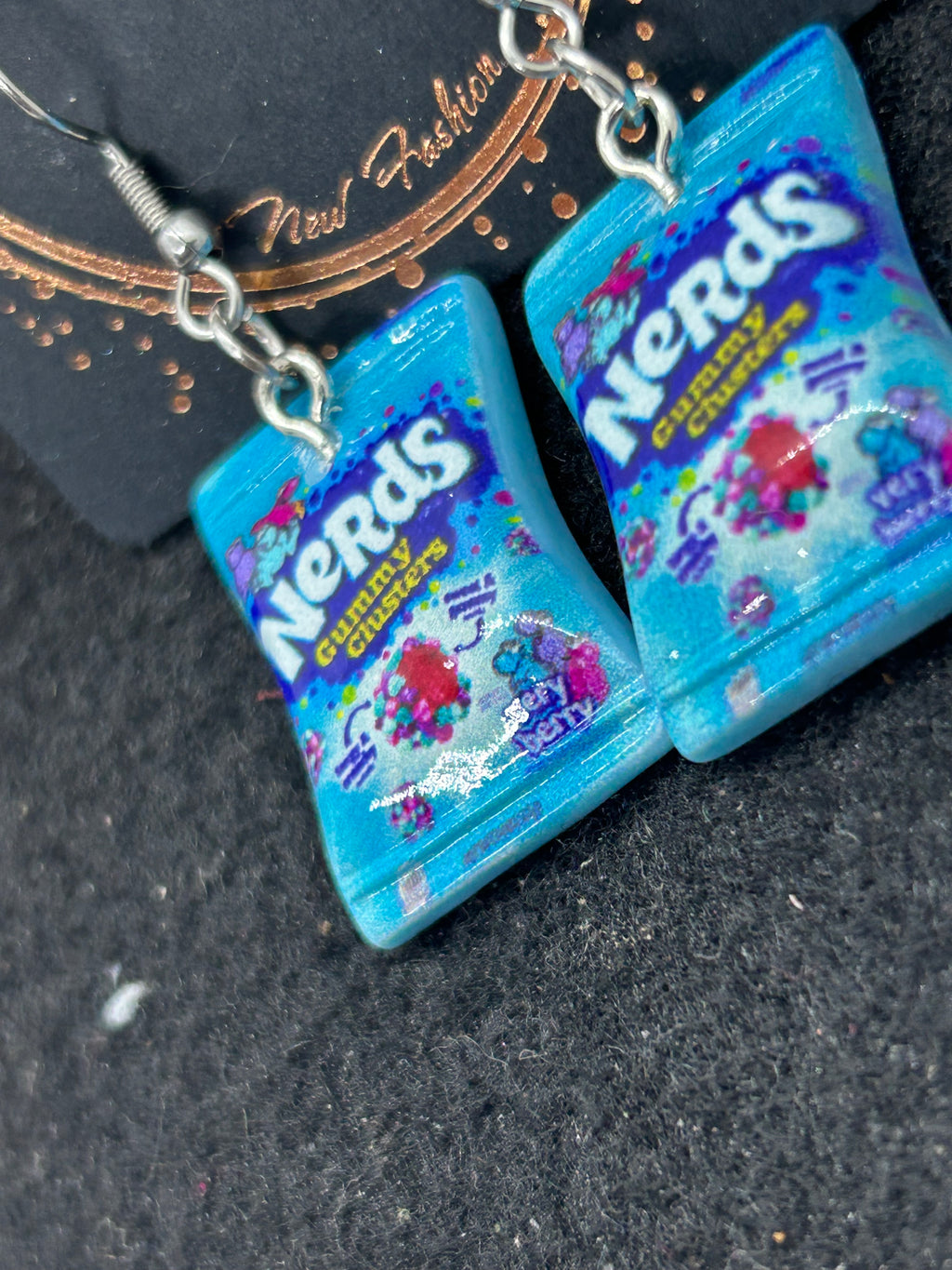 Blue Nerds Candy Earrings