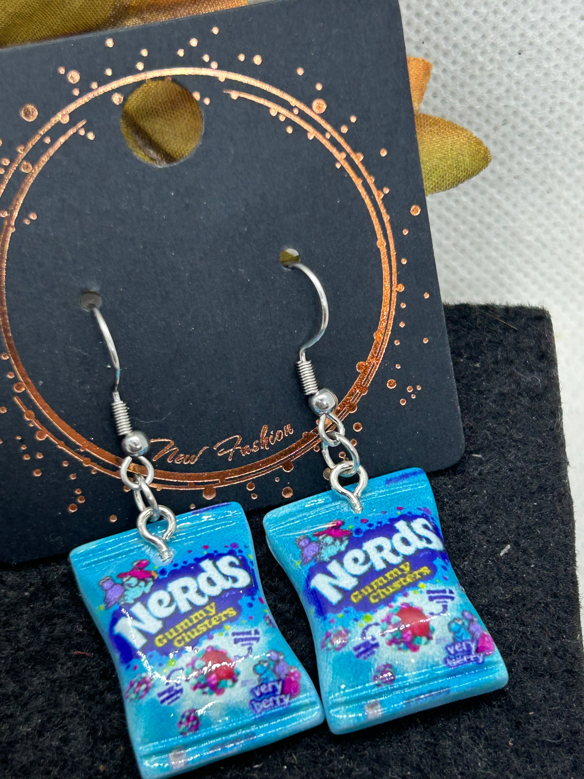 Blue Nerds Candy Earrings