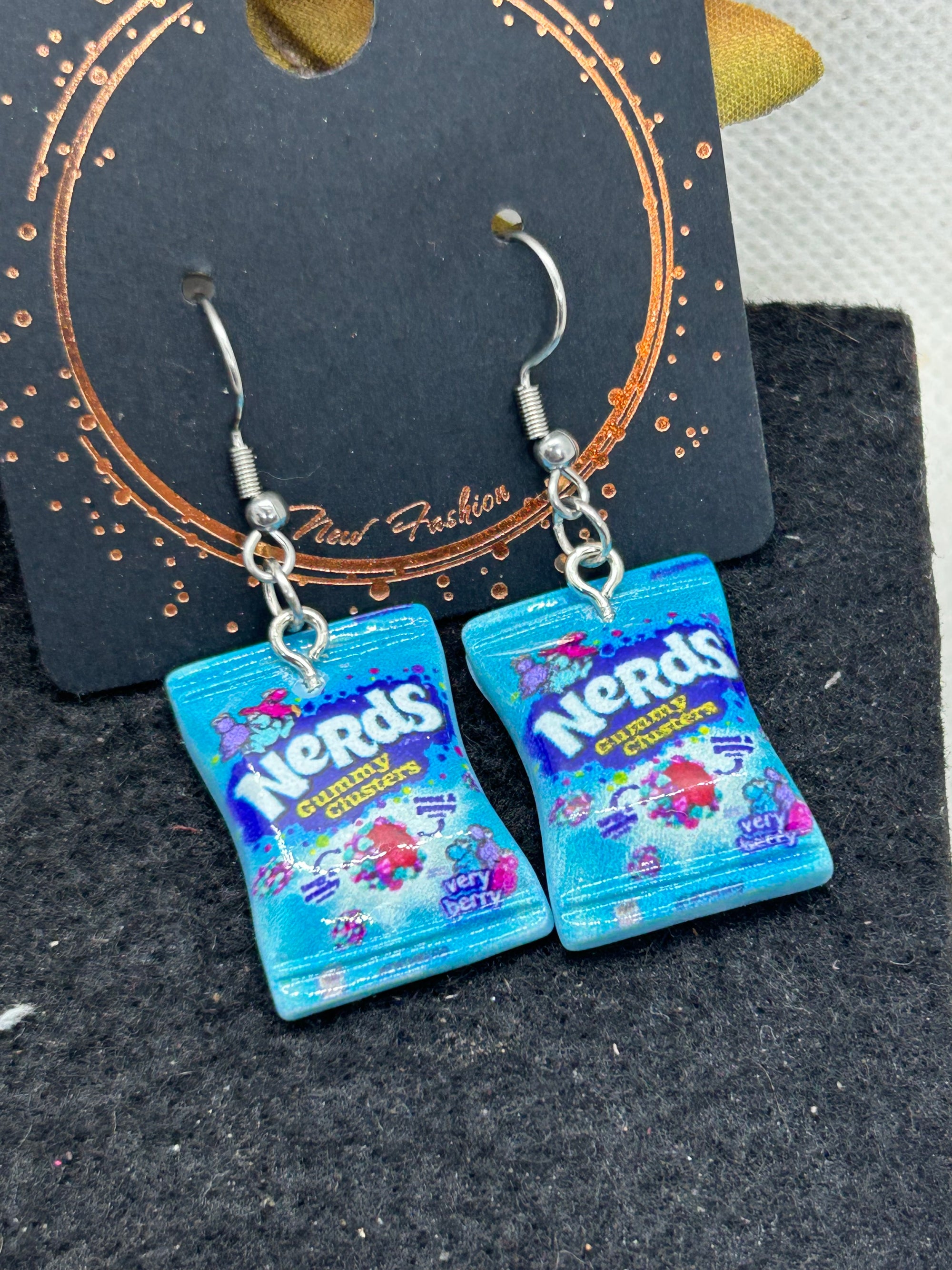 Blue Nerds Candy Earrings