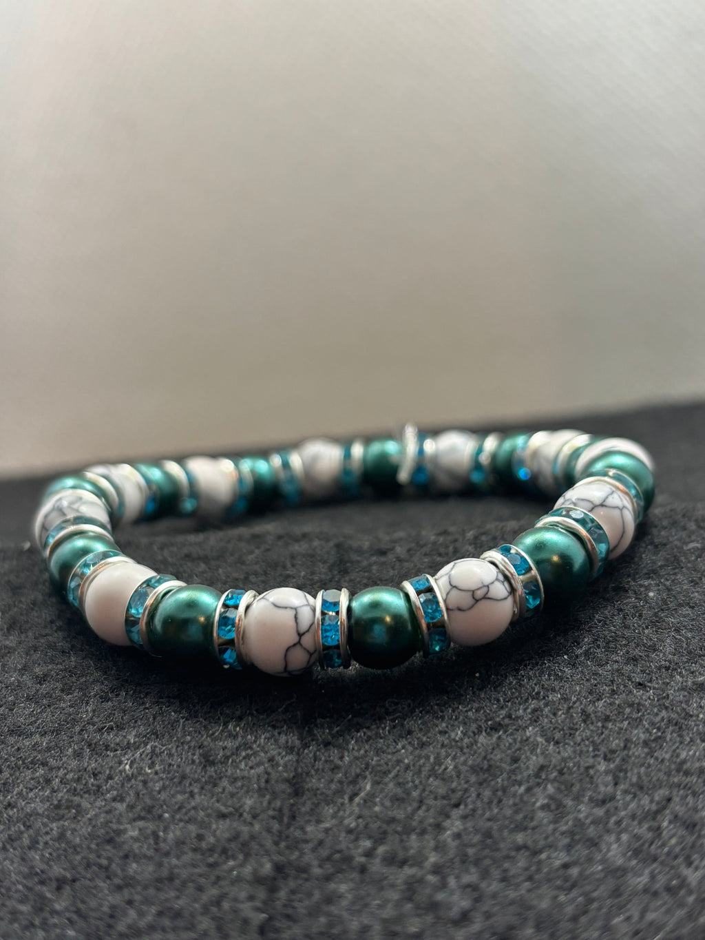 White howl lite with Black Hematite Beaded Bracelet