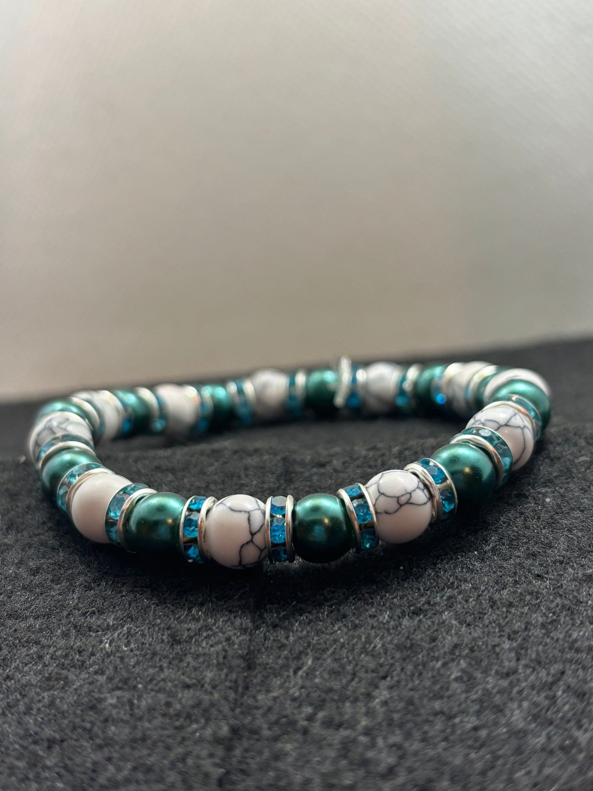 White howl lite with Black Hematite Beaded Bracelet