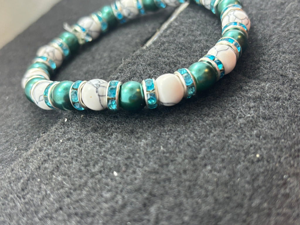 White howl lite with Black Hematite Beaded Bracelet