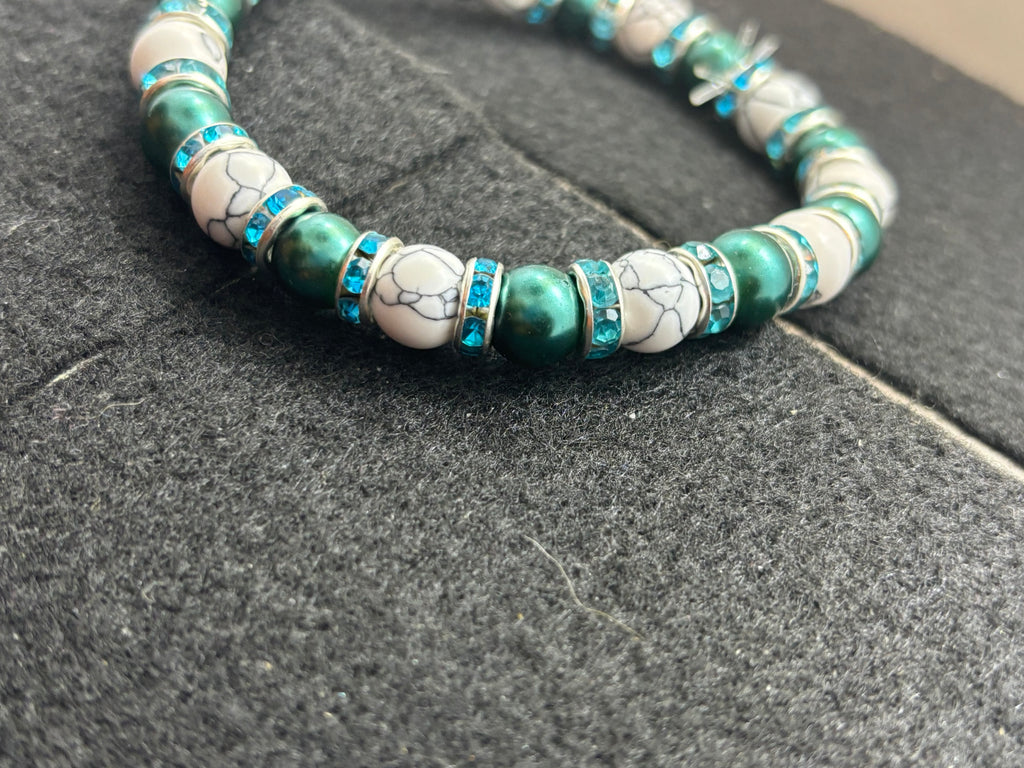 White howl lite with Black Hematite Beaded Bracelet