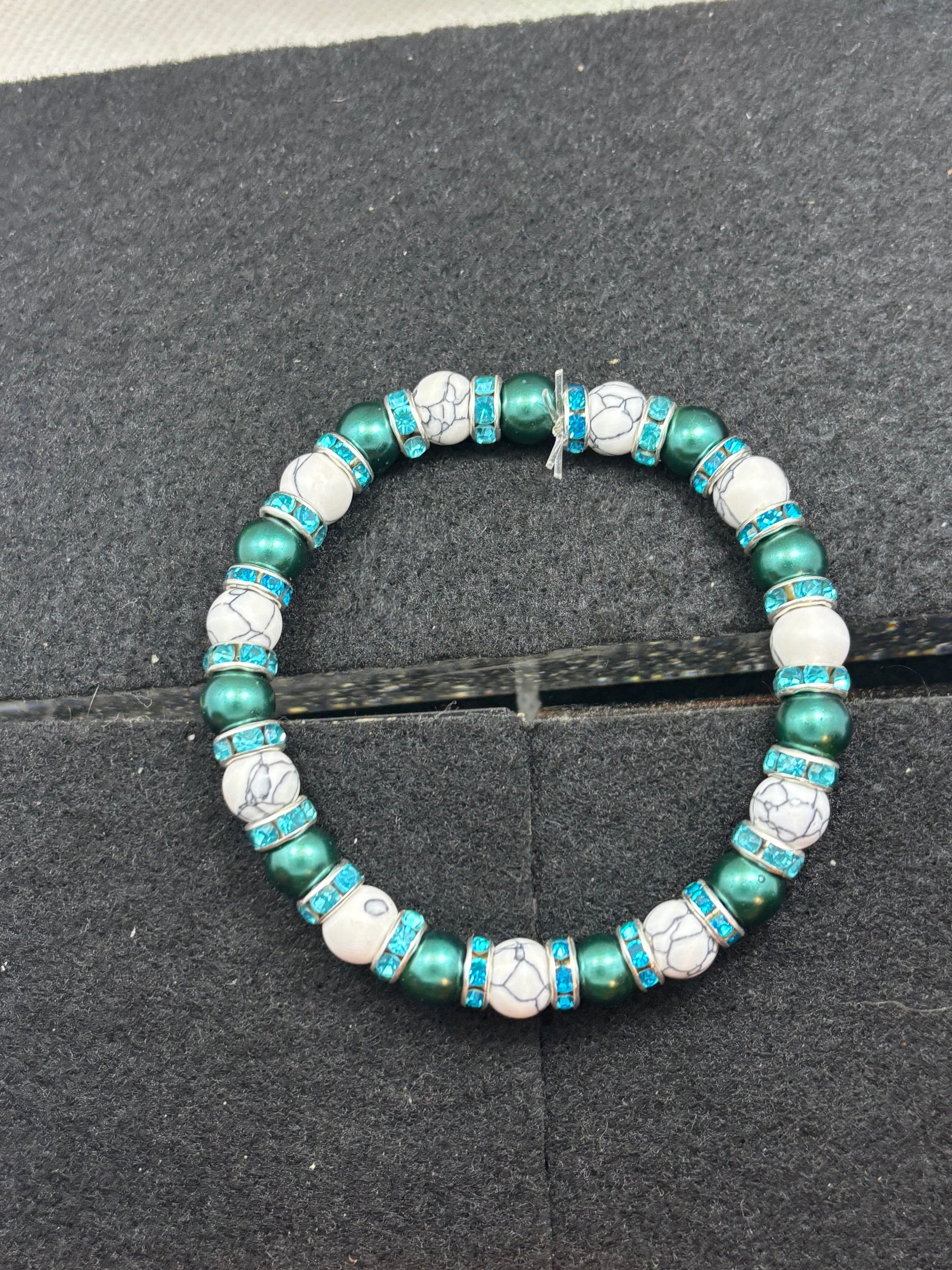 White howl lite with Black Hematite Beaded Bracelet
