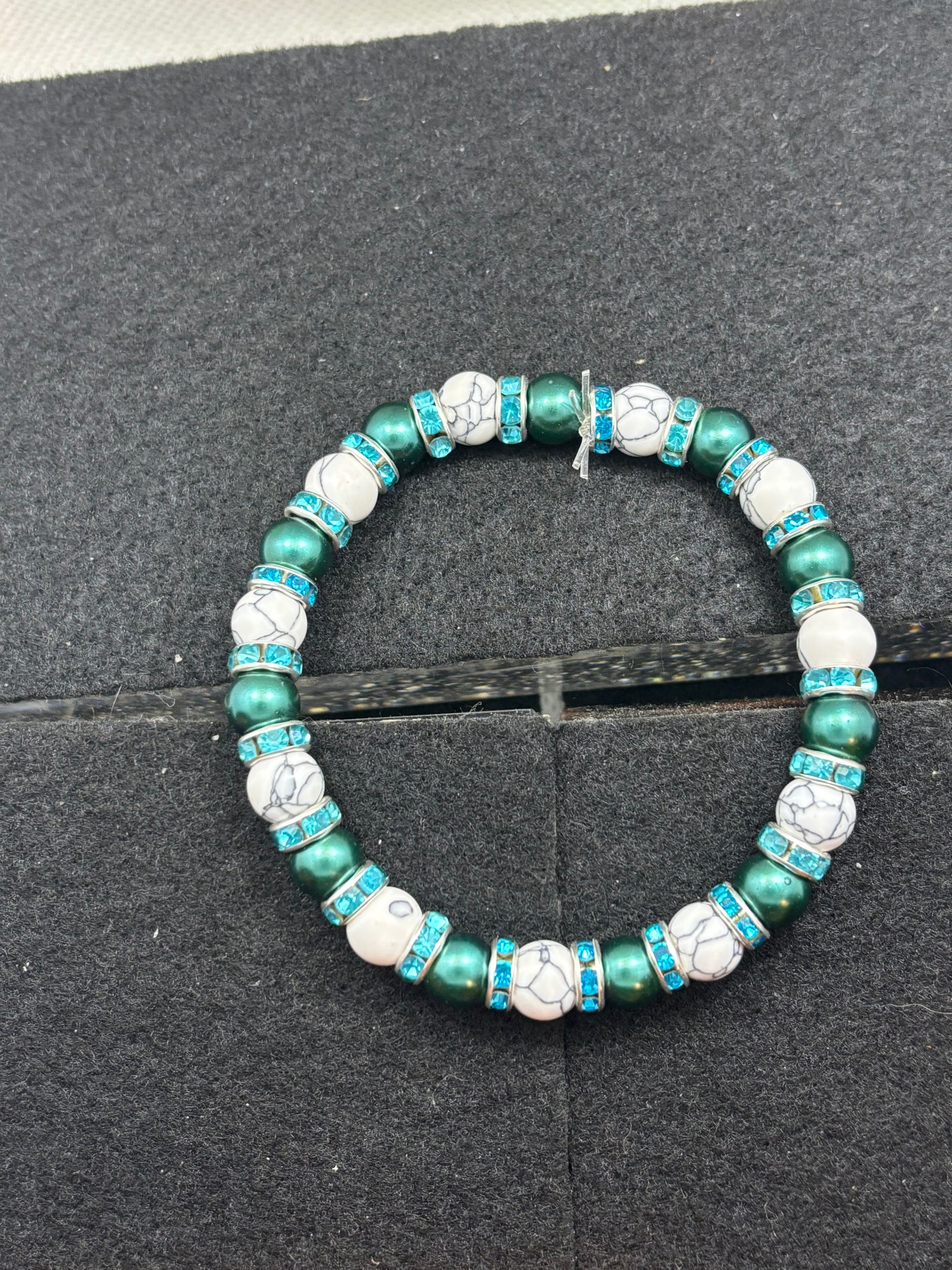 White howl lite with Black Hematite Beaded Bracelet