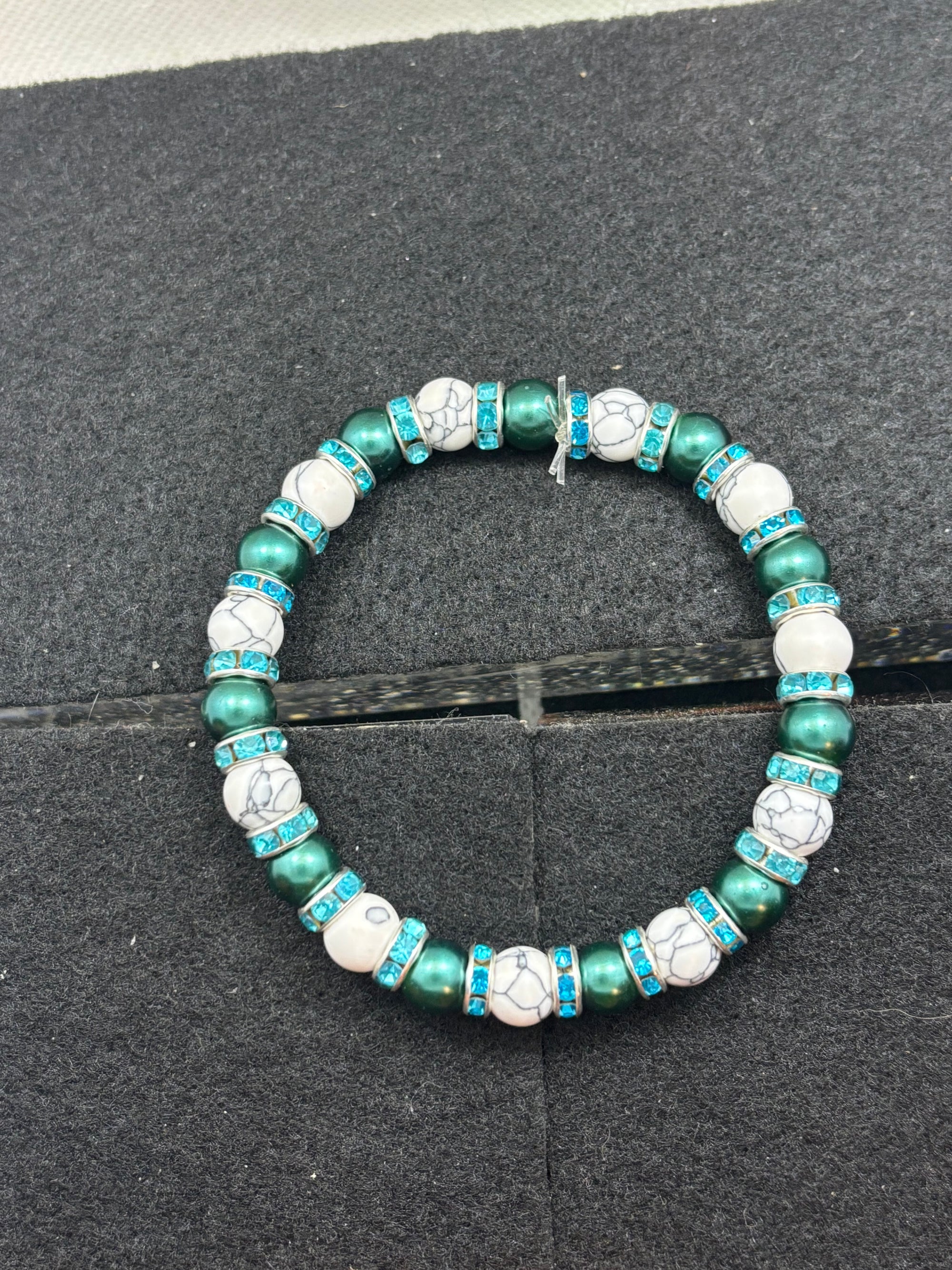 White howl lite with Black Hematite Beaded Bracelet