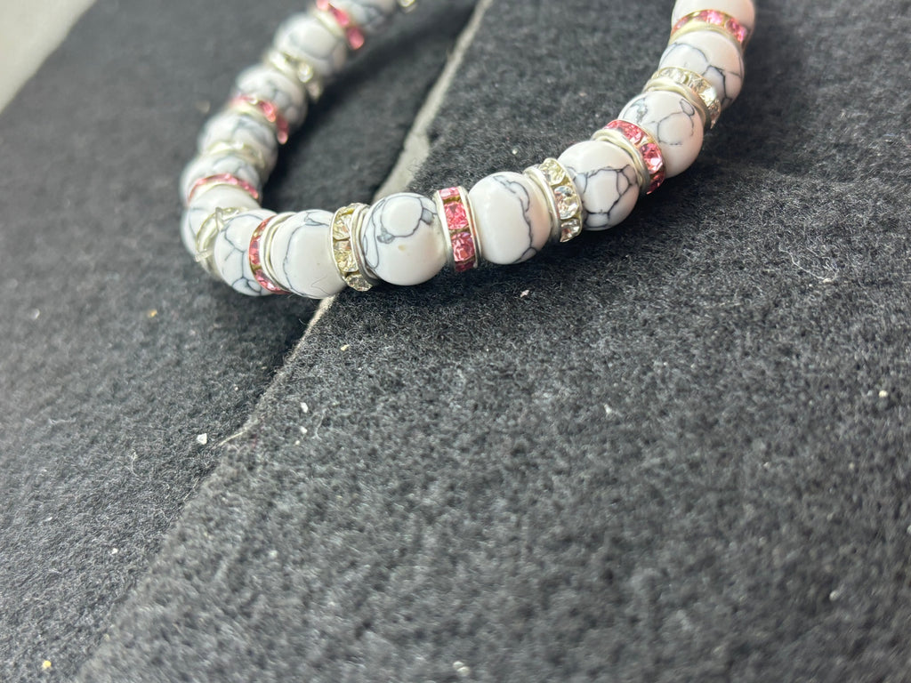 How Lite Beaded Bracelet with Pink Rhinestones